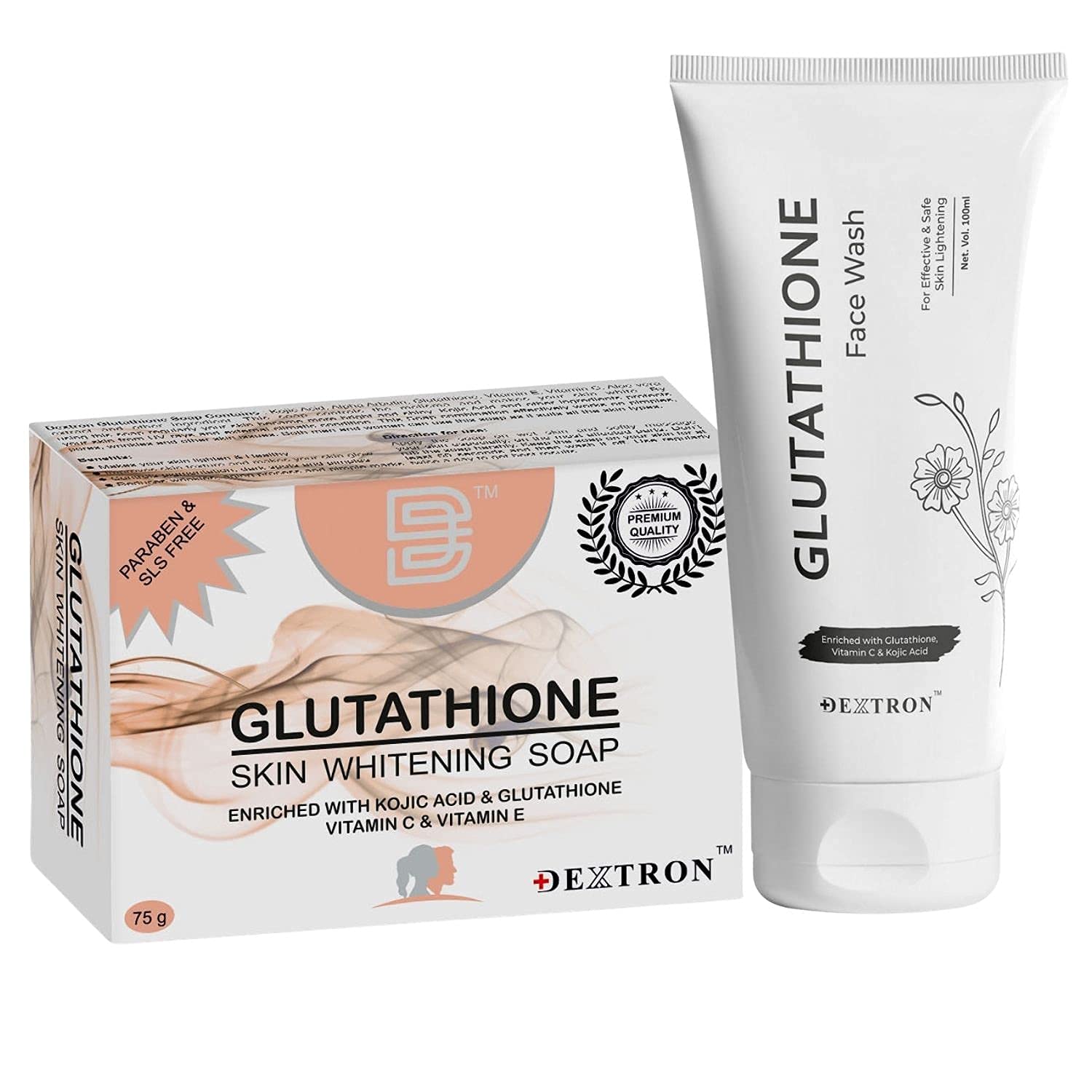 Dextron Glutathione Skin Lightening Soap & Face Wash For All Skin Types Vitamin C Face Wash With Soap For Women & Men (Lavender 