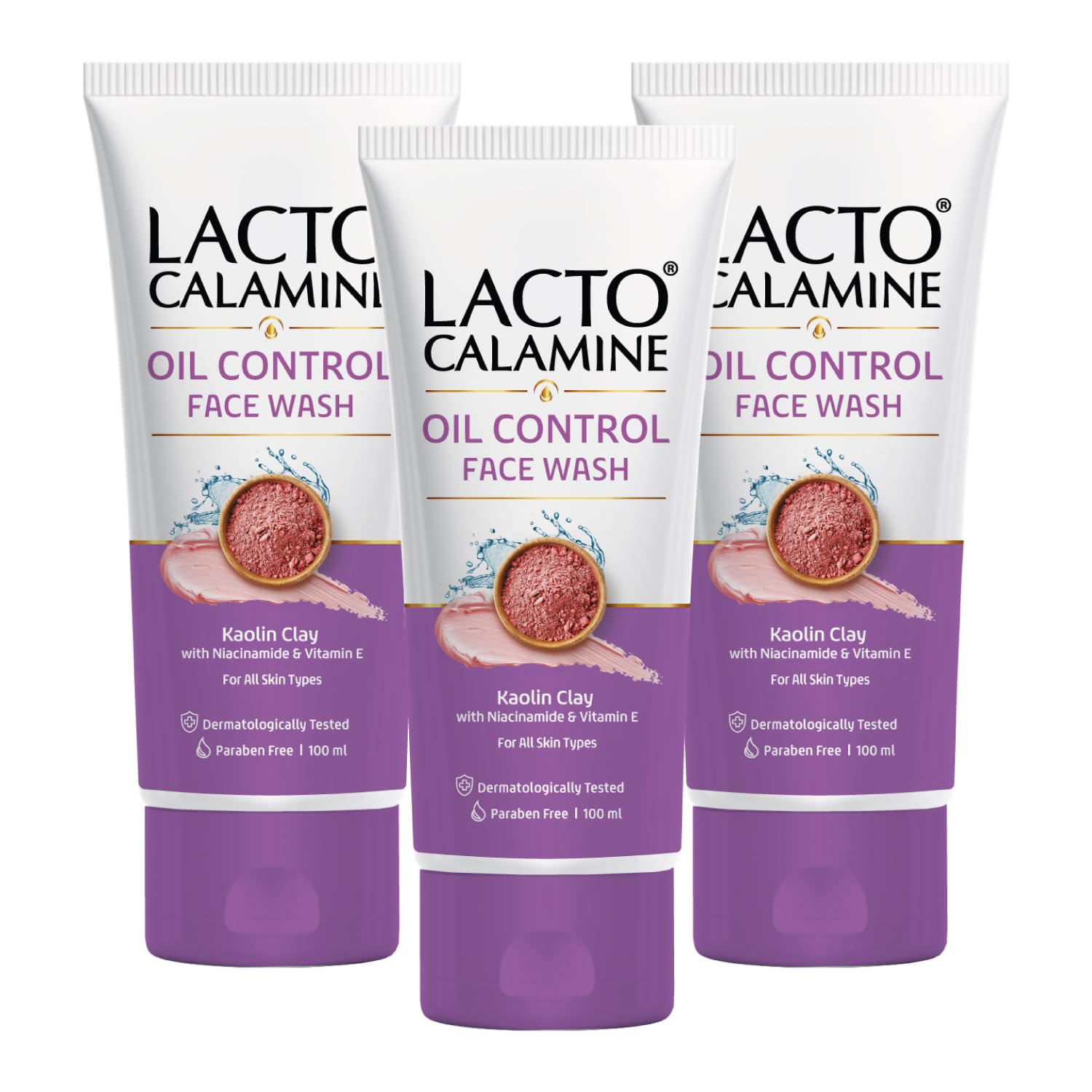 Lacto Calamine Face Wash For Oily Skin |100Ml Each- Pack Of 3 | Kaolin Clay, Niacinamide & Vitamin E | Facewash Reduces Excess O