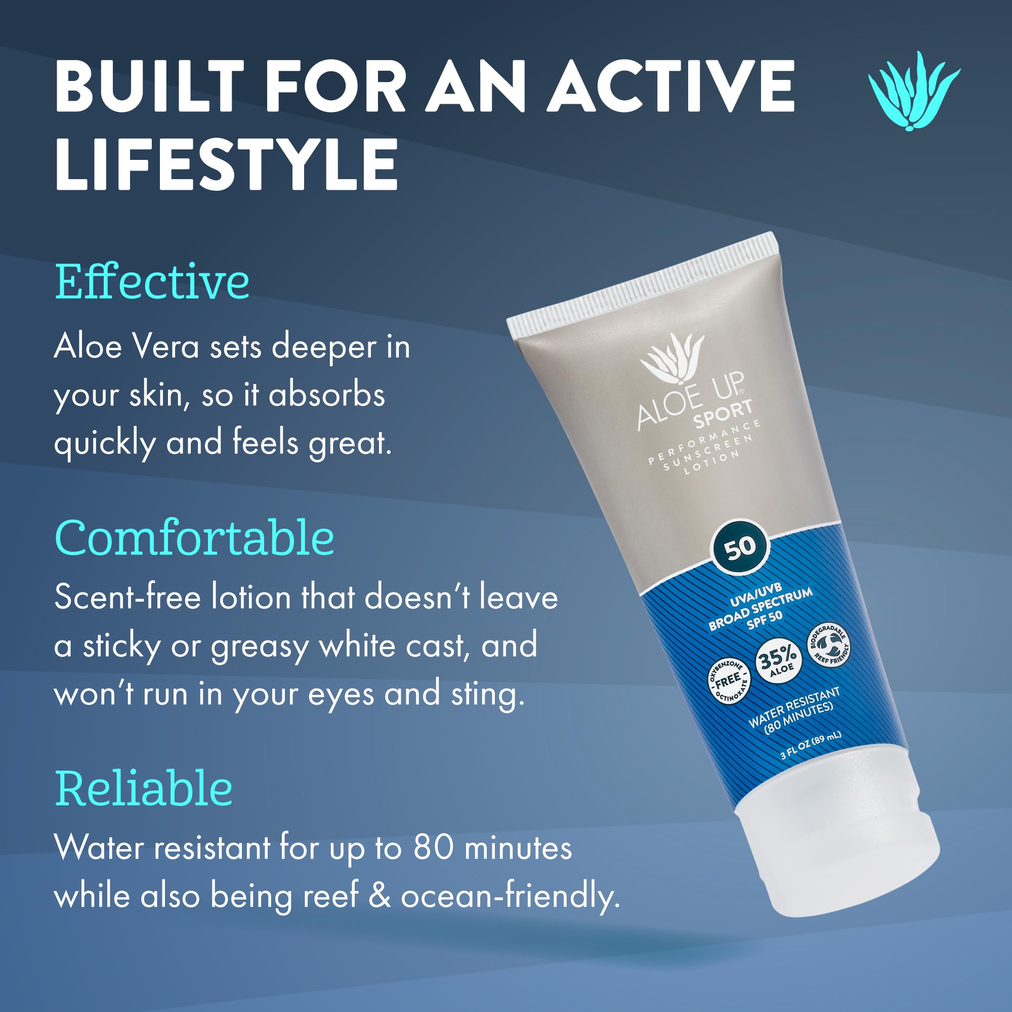 Aloe Up Sport Sunscreen Lotion Spf 50 - Broad Spectrum Uva/Uvb Sunscreen Protector For Face And Body - With Hydrating Aloe Vera
