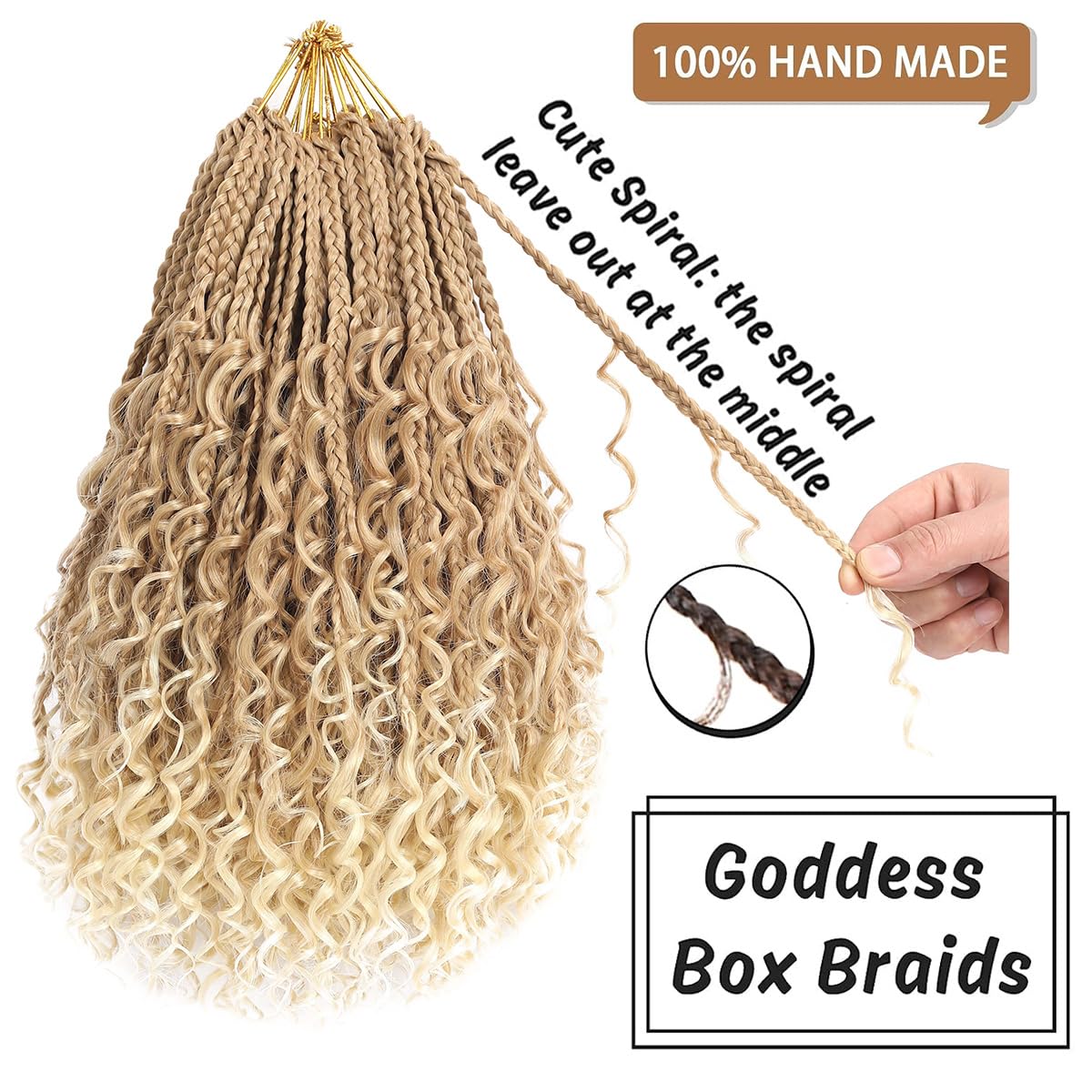 Cookoo 8 Packs Goddess Box Braids Crochet Hair For Women 14 Inch 3X Synthetic Bohomian Hippie Box Braids Crochet Hair Pre Looped