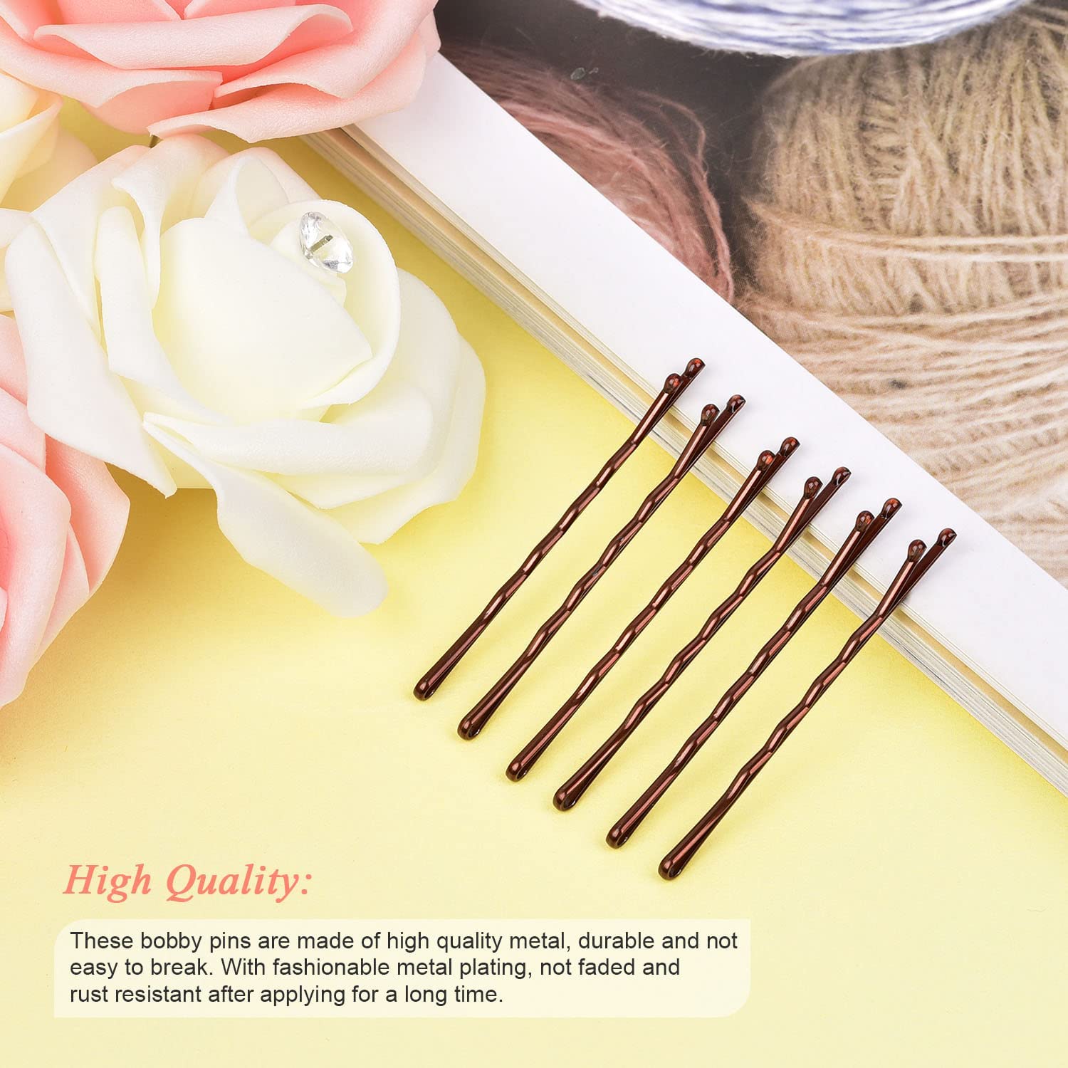 Brown Bobby Pins, Morgles 2 Inch Bobby Pins Brown Hair Pins Bobby Pins Bulk With Box For Women Girls, 120Pcs
