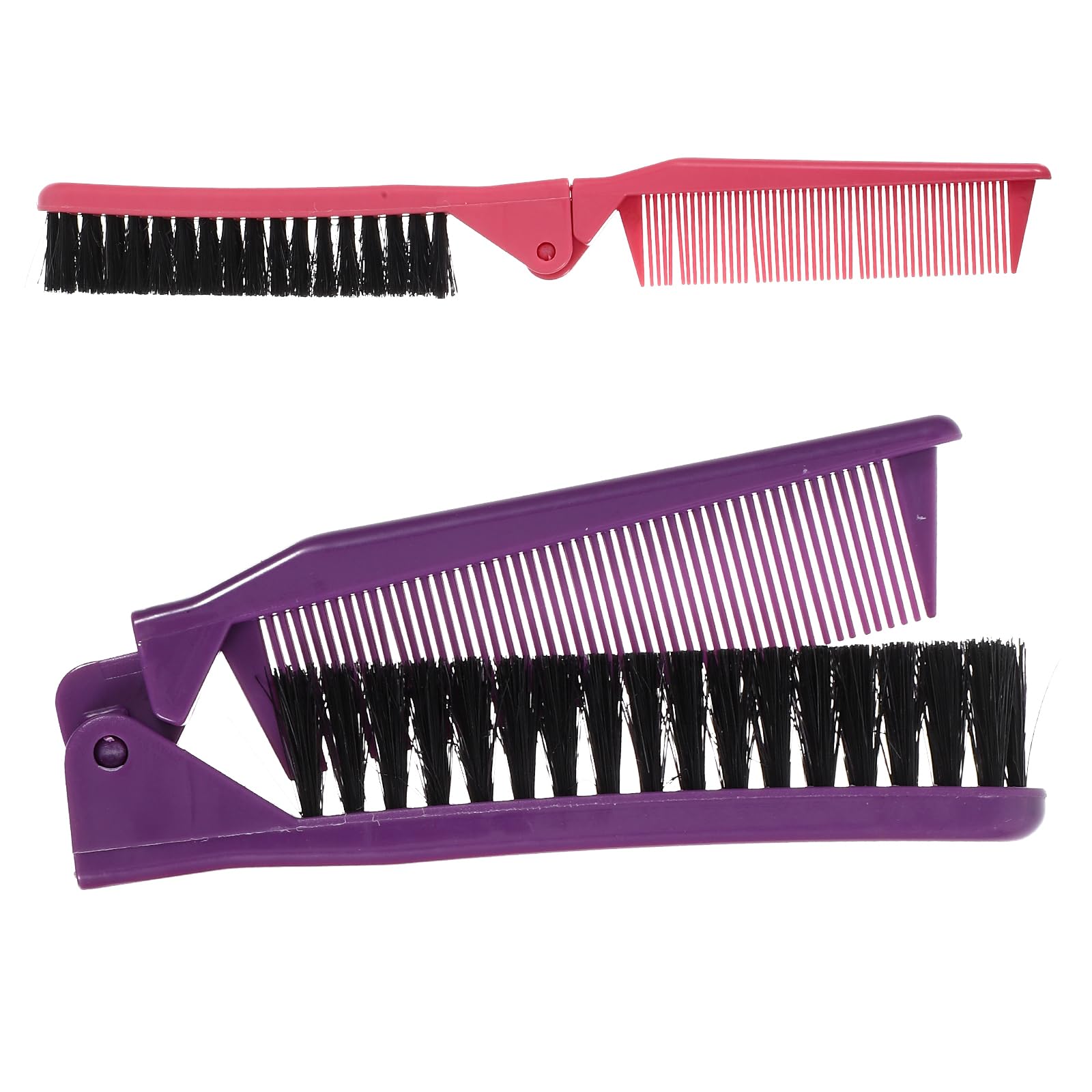 TOVINANNA Folding Hair Brush, 2pcs Portable Travel Comb 2 In1 Double Sided Teeth Comb Small Foldable for Purses, Pocket Hair Com