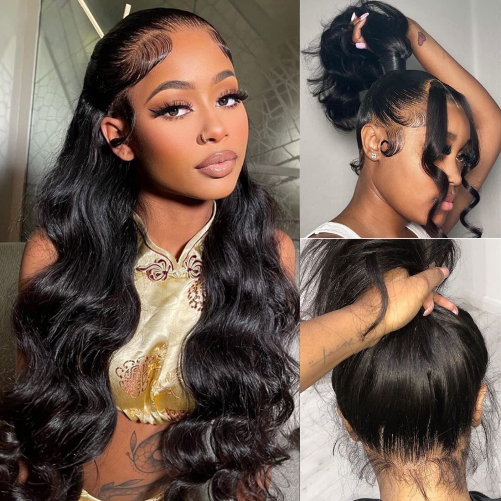 SUPERLOOK Body Wave 360 Lace Front Wigs Human Hair pre plucked 360 HD Lace Human Hair Wigs 200% Density Transparent Lace Front W