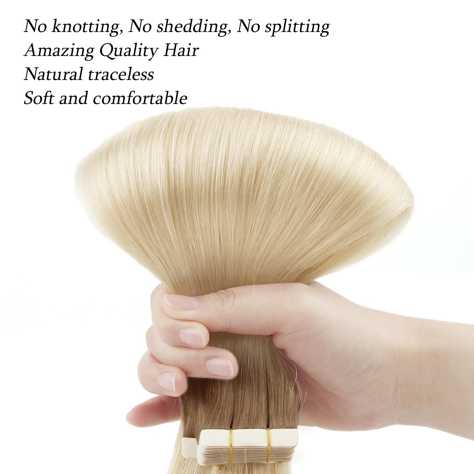 Amazingbeauty 20 Pieces Remy Human Hair Invisible Rooted Tape In Hair Extensions - Platinum Blonde With Chestnut Brown Base R6-6