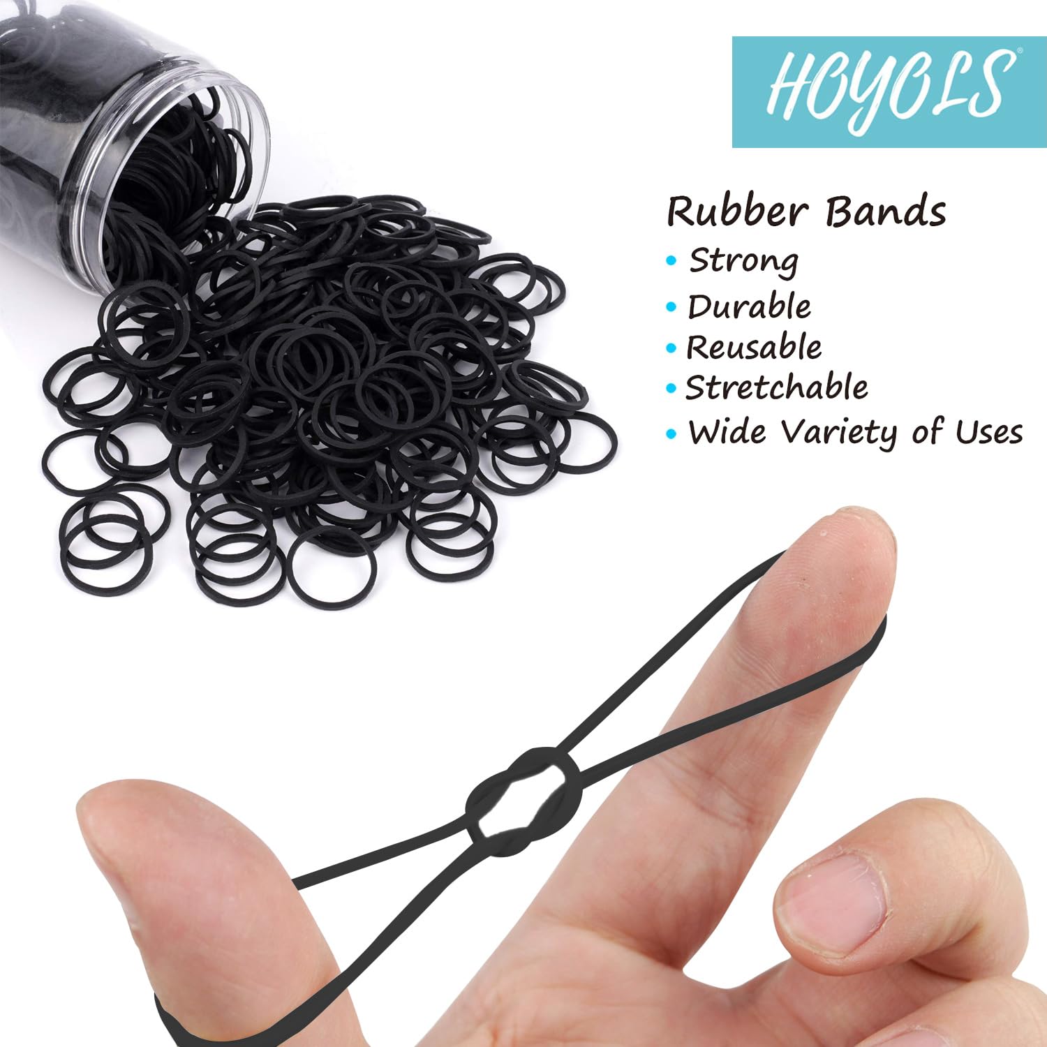 3/4 Inches Black Hair Rubber Bands for Hair Ties Small Elastics Bands Large Hair Braiding Ponytail Holders for Baby Toddler Girl