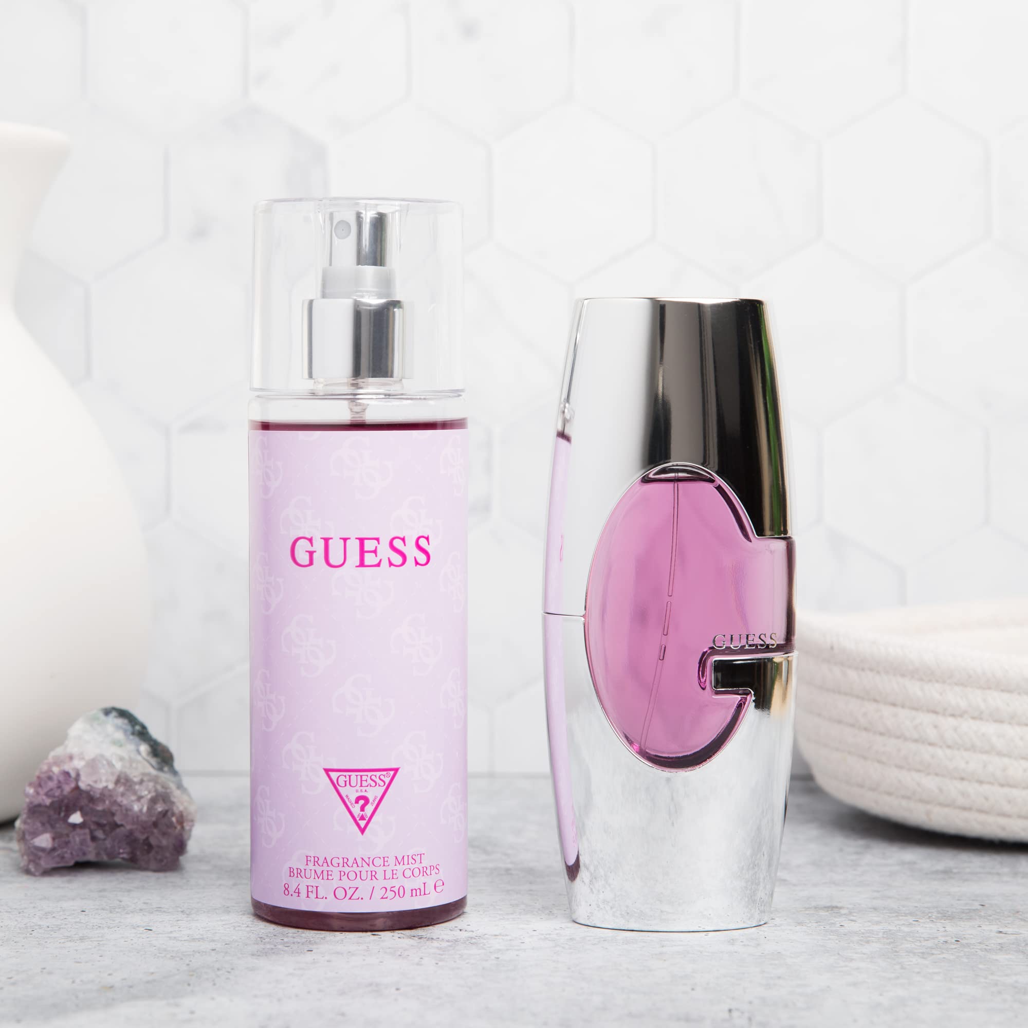 GUESS PINK Women's Fragrance Set - EDP 75ml + Body Mist 125ml, Model QOG24-GUE-29608