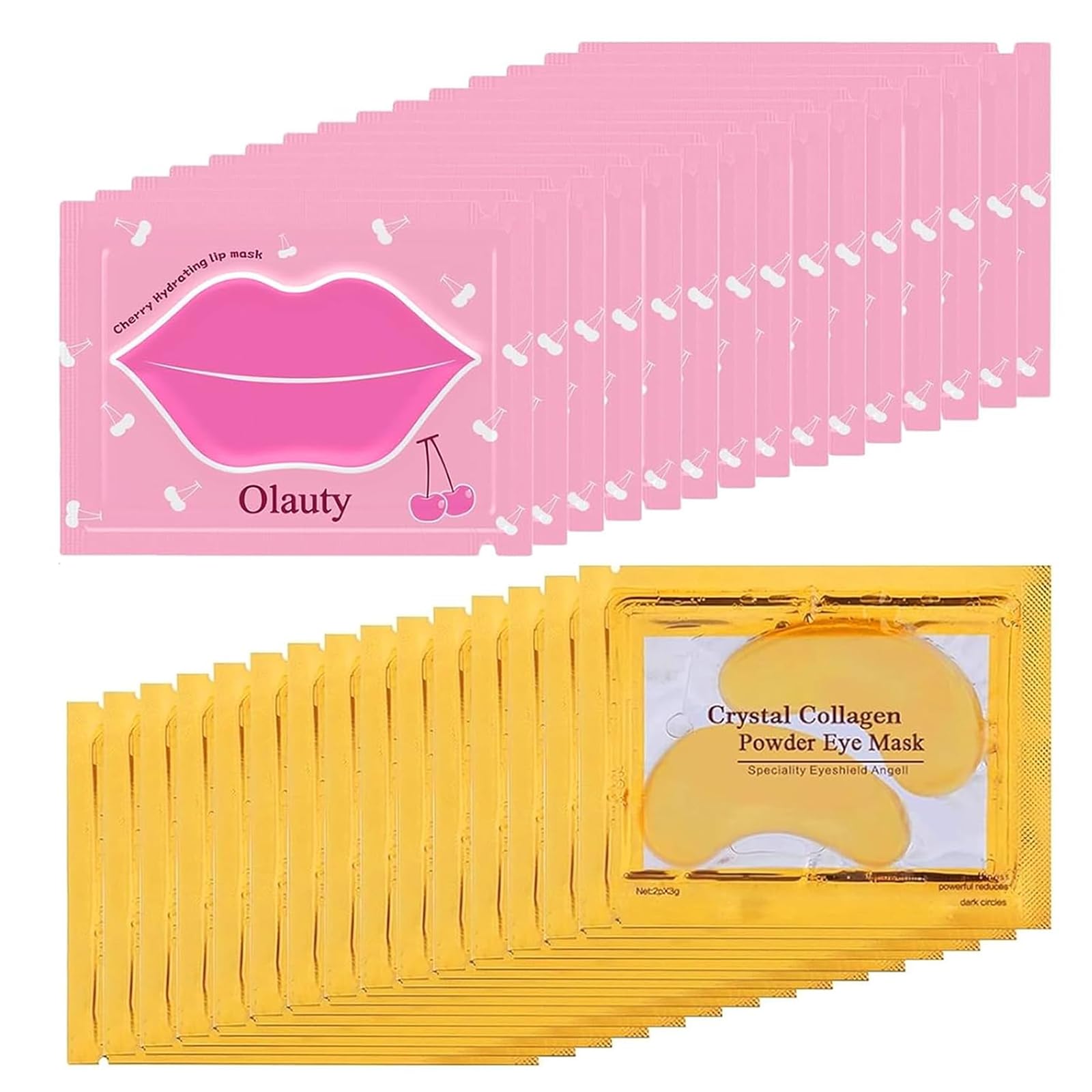 30 Pairs Lip Mask & Under Eye Mask, 24K Gold Gel Eye Masks,Collagen Moisturizing Lip Masks For Dry Lips,Eye Patches For Puffy Ey