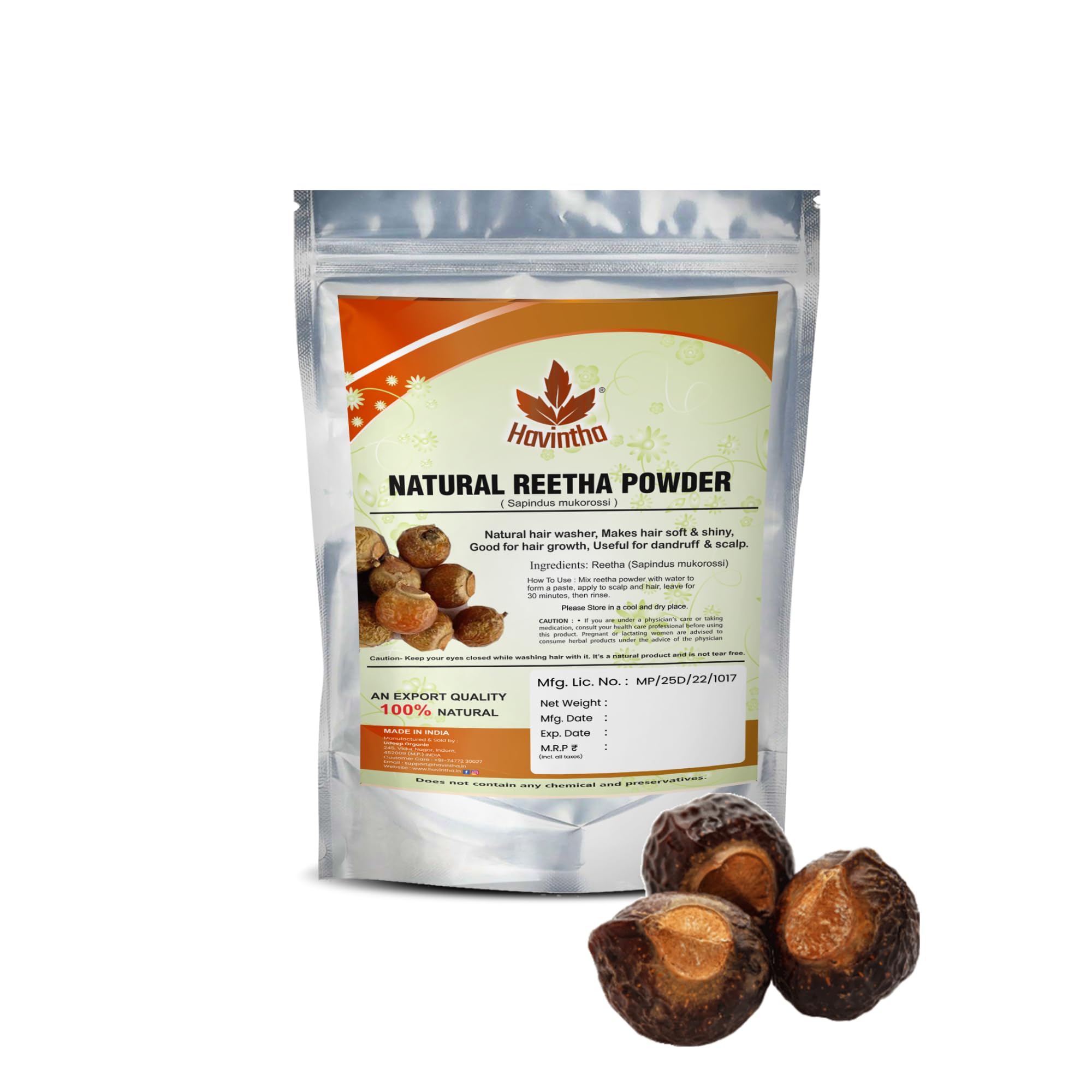 Havintha Amla, Reetha, Shikakai, Bhringraj and Hibiscus powder for Hair care (Each 50g)