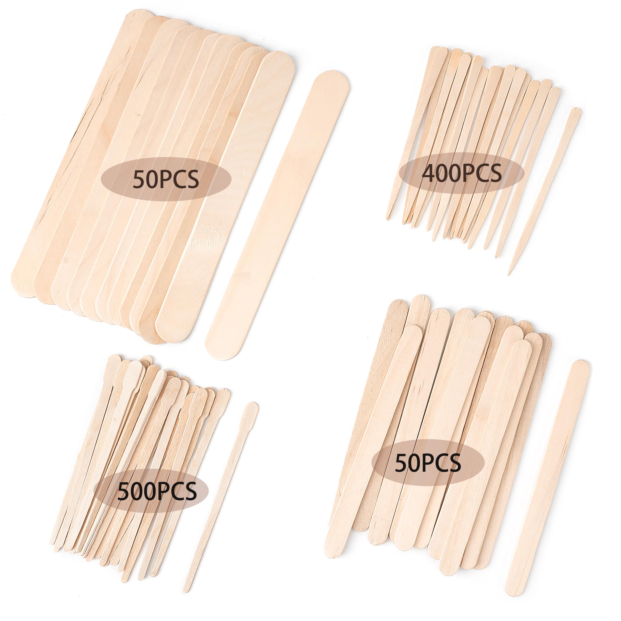 1000Pcs Waxing Sticks - 4 Style Assorted Wood Wax Sticks For Body Face Hair Removal, Eyebrow Lip Nose Small Waxing Applicator St