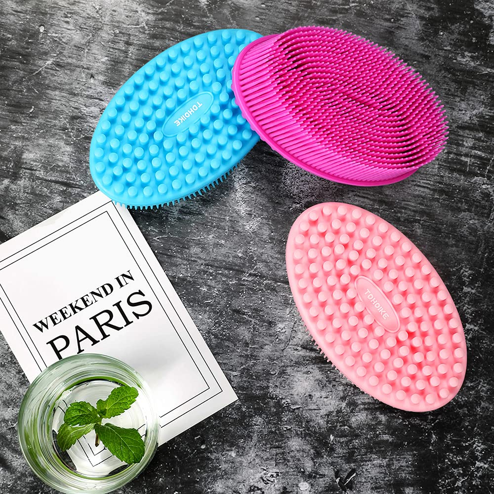 Tdhdike Silicone Body Scrubber Loofah - Set Of 3 Soft Exfoliating Body Bath Shower Scrubber Loofah Brush For Sensitive Kids Wome