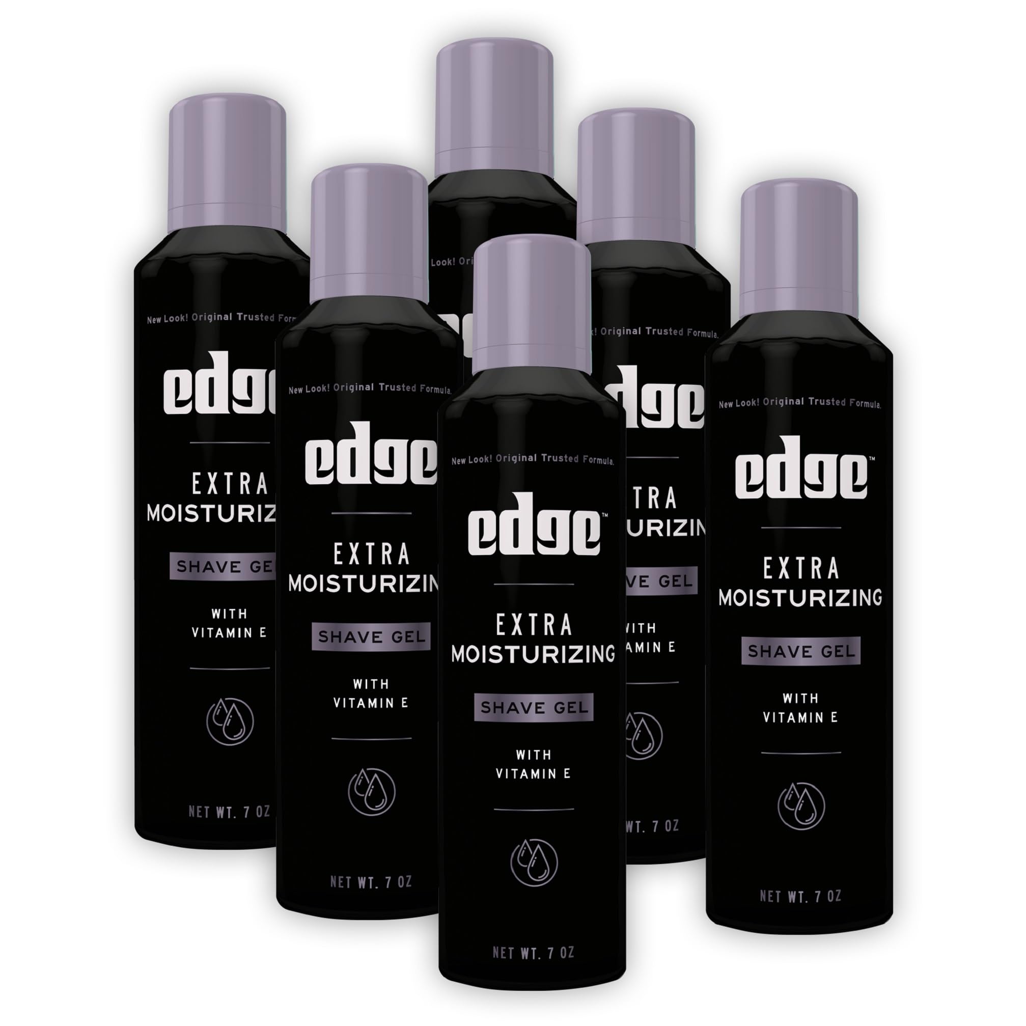 Edge Shaving Gel for Men, Extra Moisturizing with Vitamin E, (6 Pack) - Shave Gel For Men That Moisturizes, Protects and Soothes