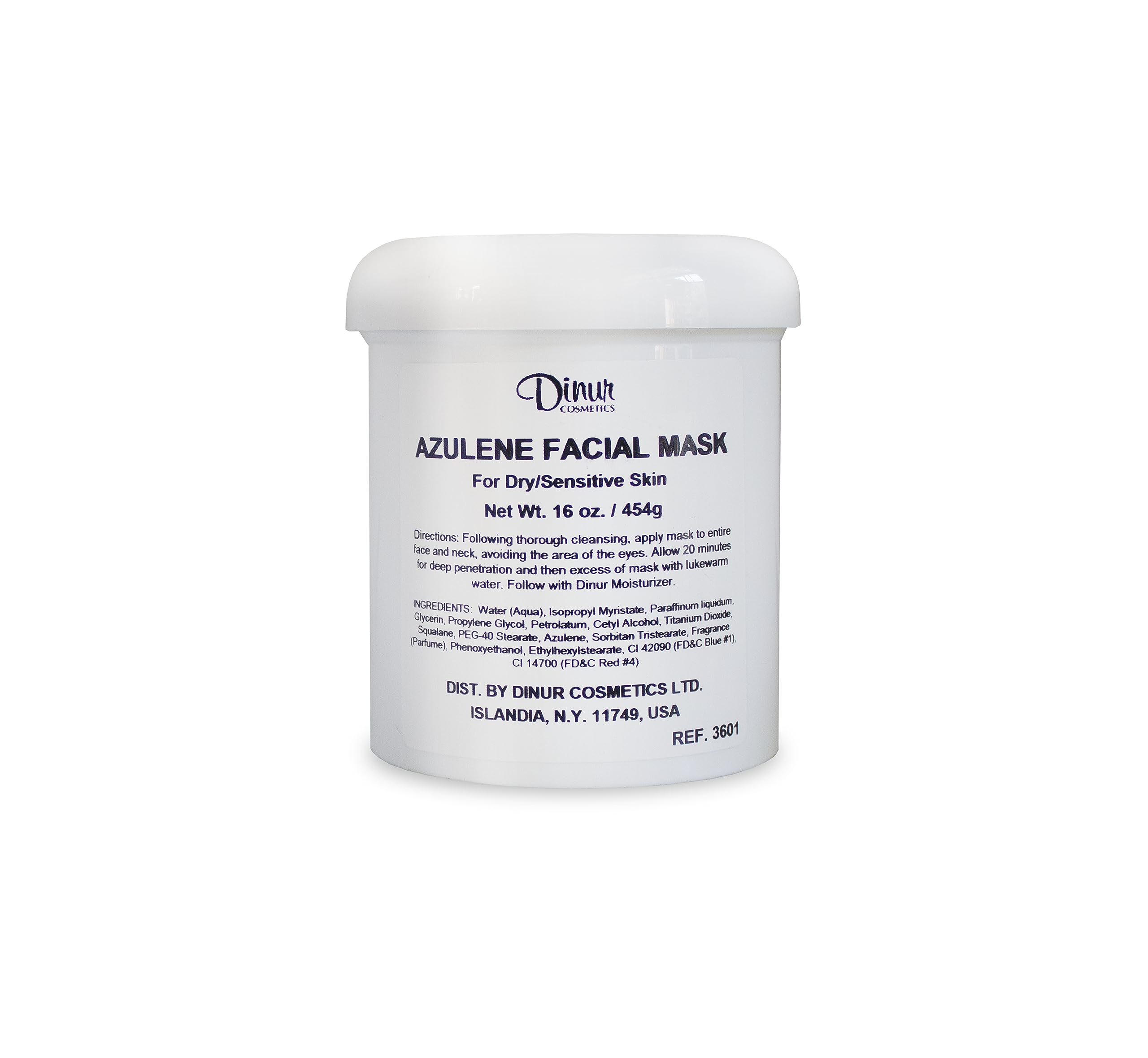 Dinur Cosmetics Azulene Facial Mask Ultra Hydrating for Dry & Sensitive Skin Moisturizing and Soothing Treatment Rejuvenates Ski