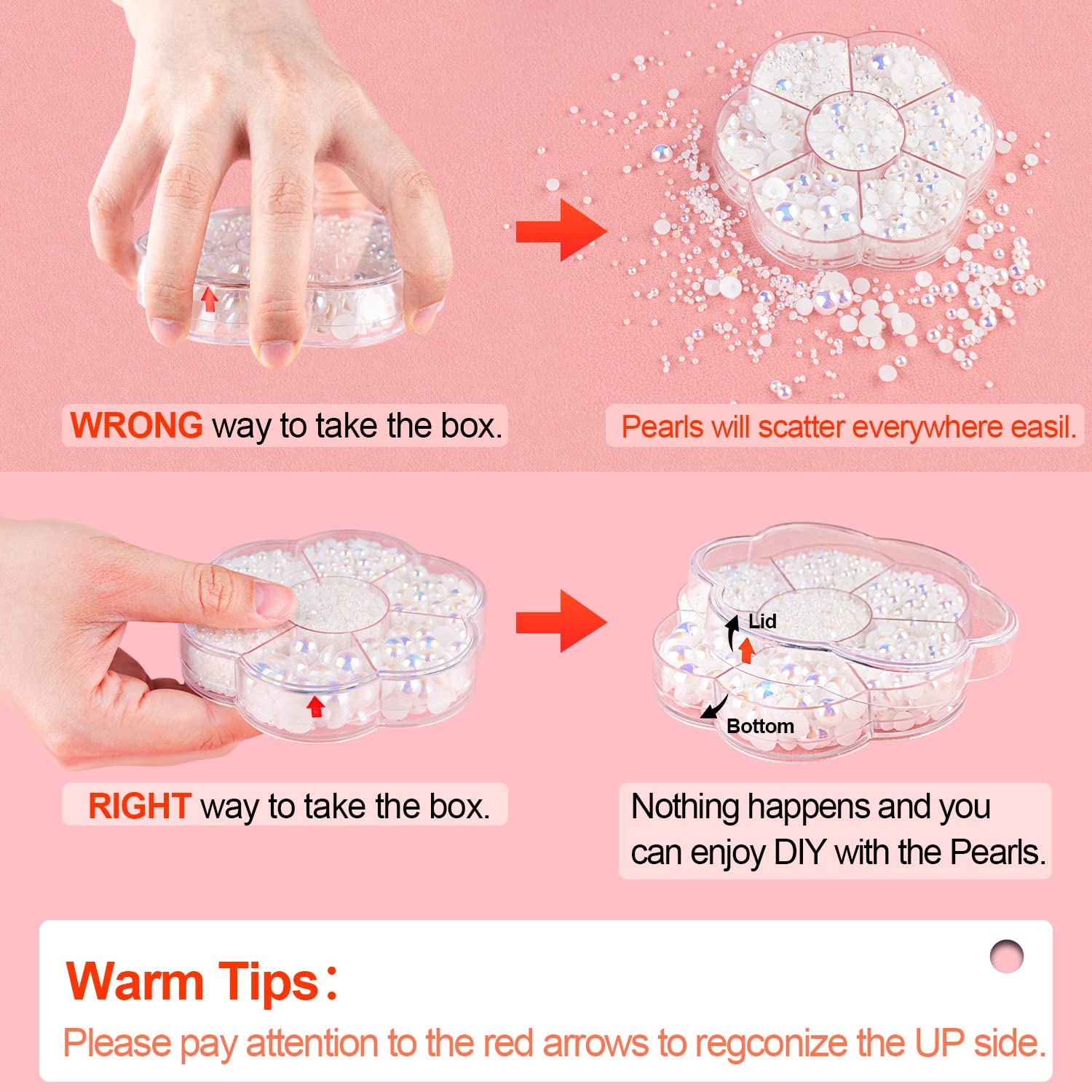 Nail Art Flat Back Half Round Pearl Kits 35, 1 Box Of 6000 Pcs Flat-Back Violet Ab With Tweezer And Picker Pencil For Home Diy N