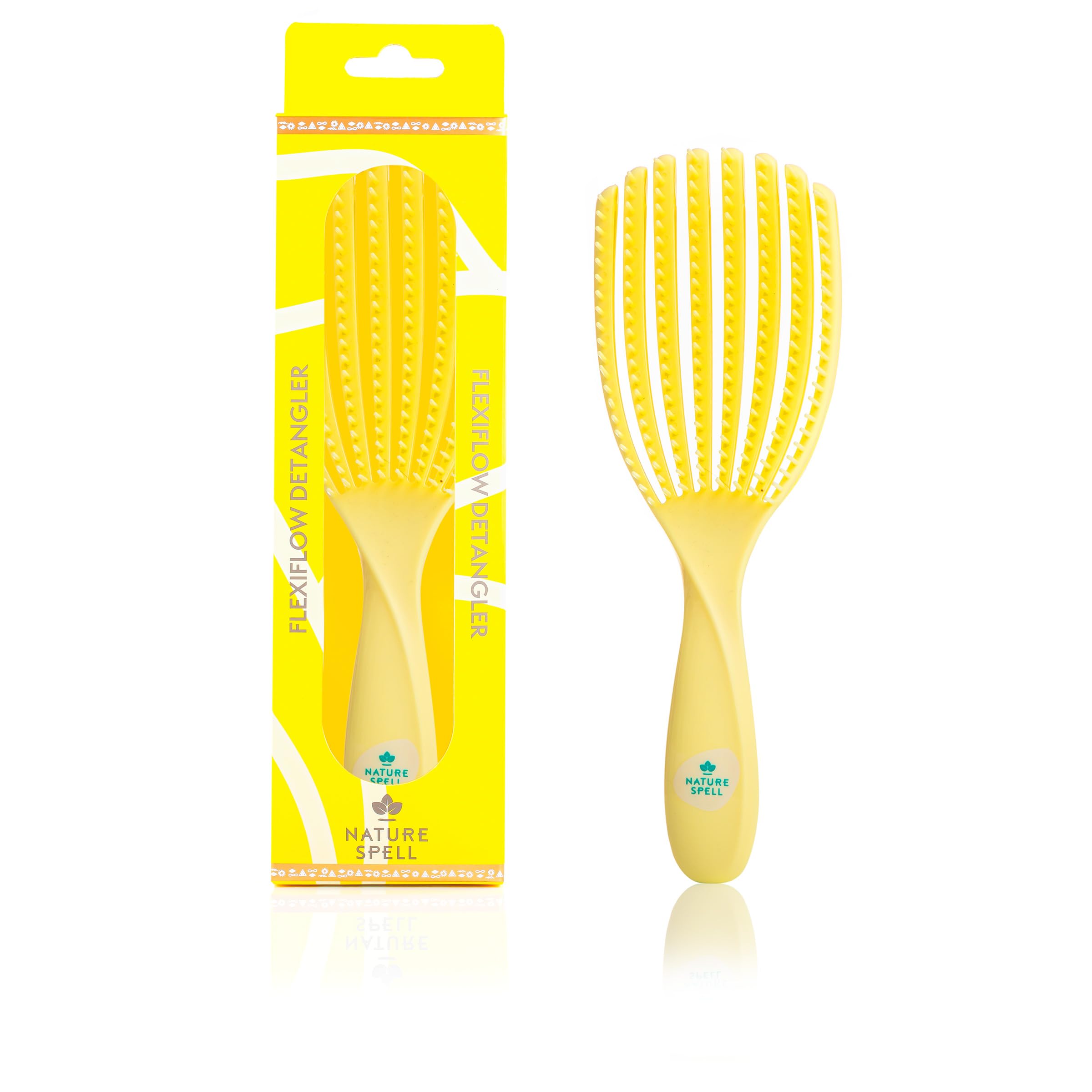 Nature Spell FlexiFlow Detangling Hair Brush | Detangles All Hair Types | For Wet & Dry Hair | Flexible Strands for Pain Free Br