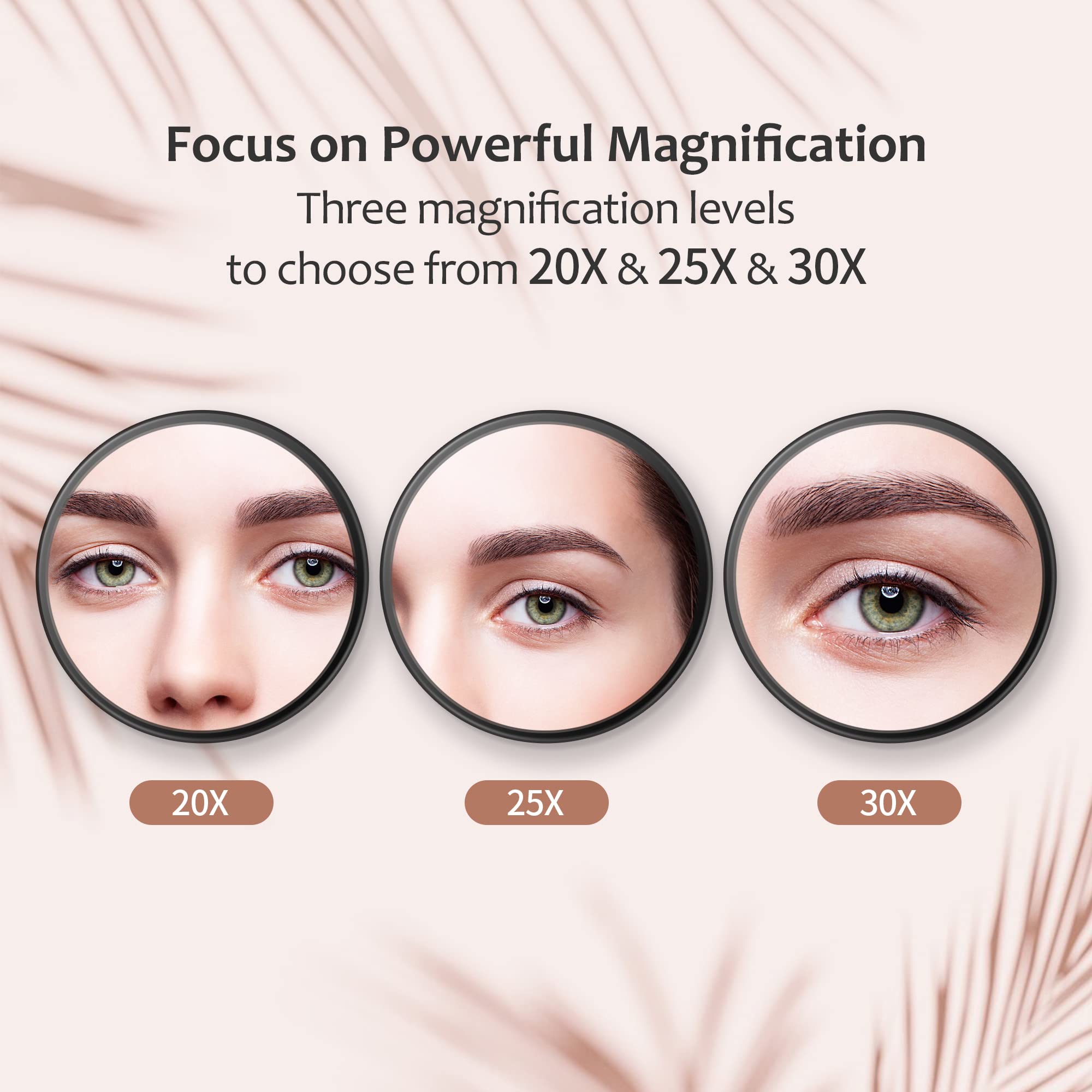MIYADIVA 20X Magnifying Mirror, 20X Magnifying Mirror Suction Cup and Tweezers, As a Mganifying Makeup Mirror, Pocket Mirror Set