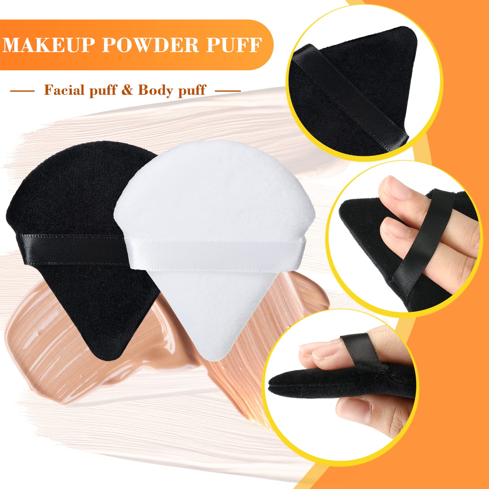 Nuenen 100 Pieces Powder Puff Triangle Powder Puff Face Soft Makeup Puff For Loose Powder, Wedge Shape Velour Cosmetic Sponge Fo