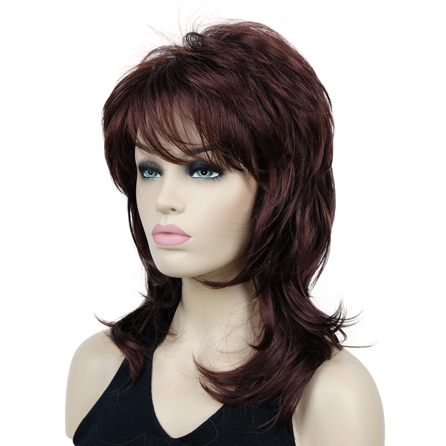 Lydell Long Soft Shaggy Layered Classic Cap Full, 33A Dark Auburn, Size No Size