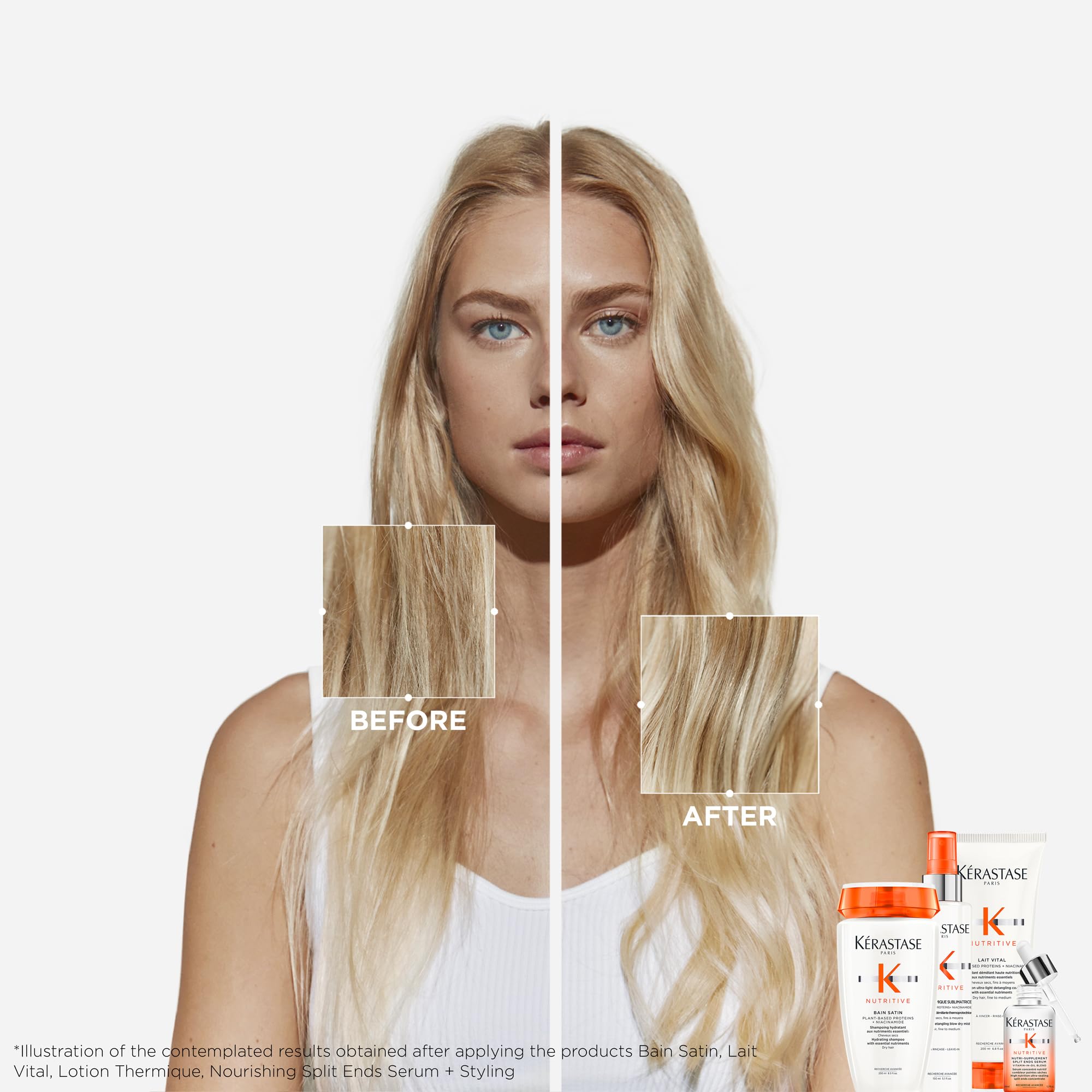 Kerastase Nutritive Bain Satin Shampoo  Gently Cleanses & Replenishes Moisture  With Plant-Based Proteins & Niacinamide  For Fin