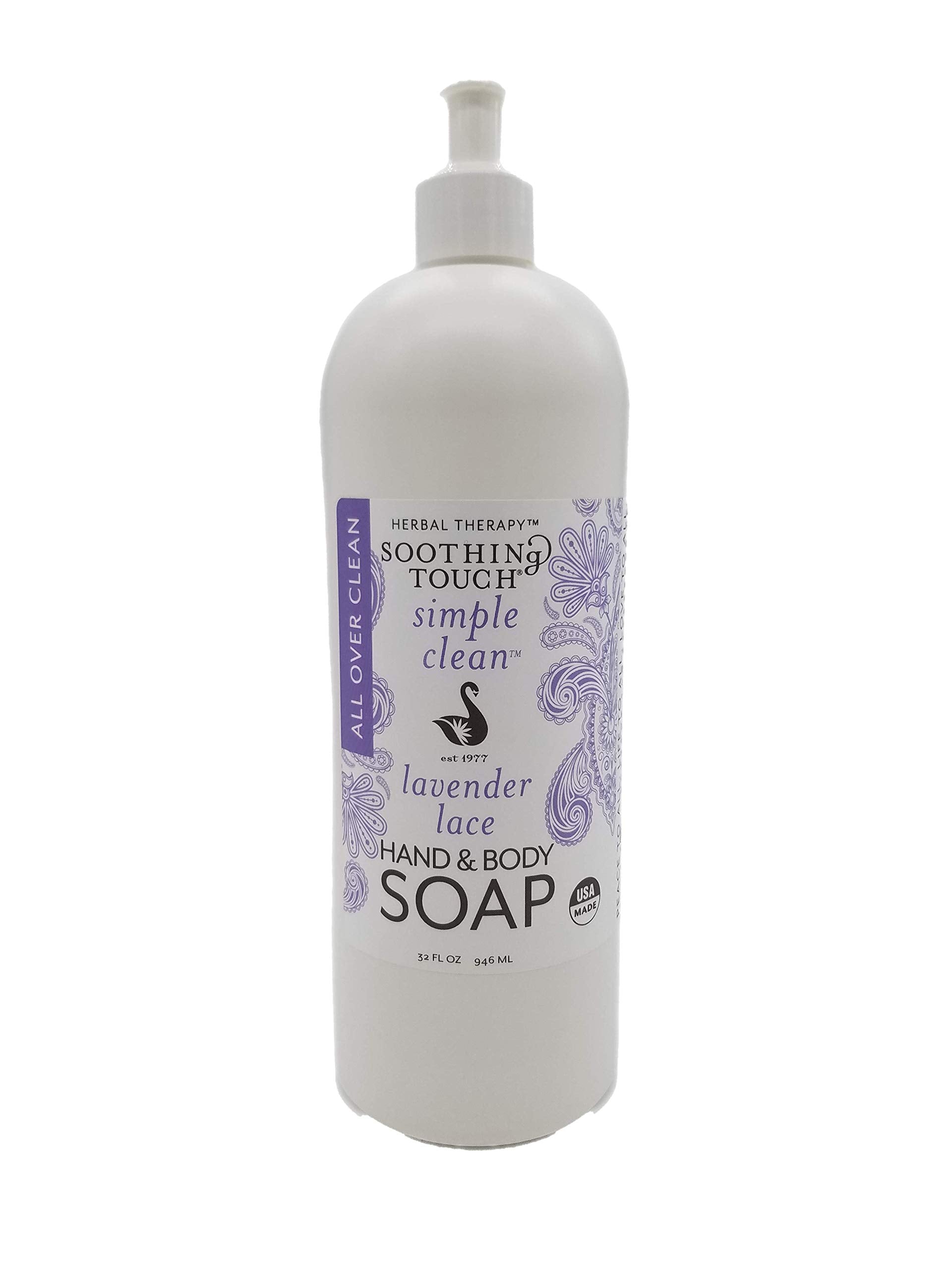 Soothing Touch Hand & Body Soap, Lavender Lace, 32 oz, Professional Grade Lavender Oil, Gentle, Paraben Free, Vegan