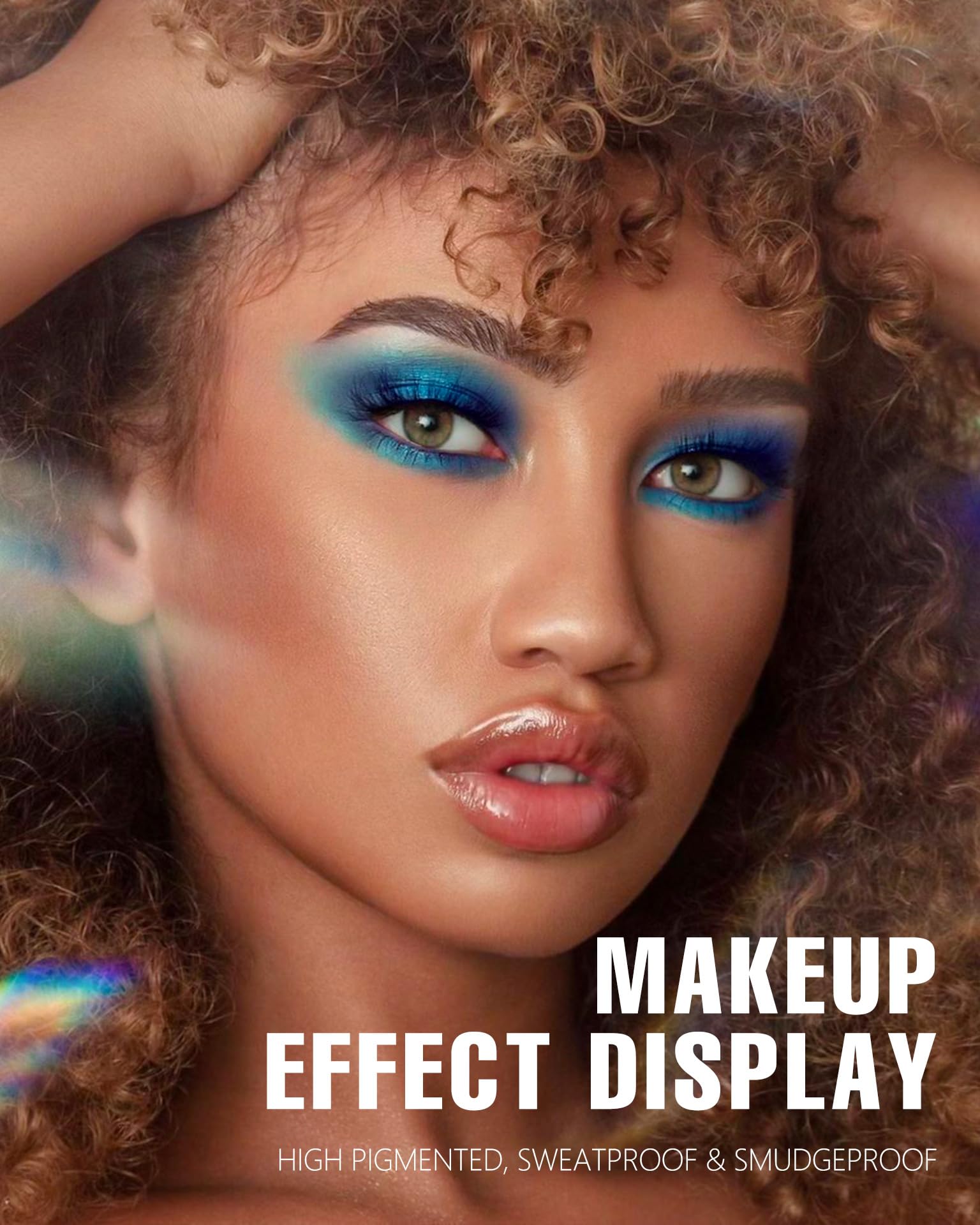 Maki Yika Blue Matte Shimmer Eyeshadow Palette, 9 Colors Glitter Smokey Eye Shadow Long Lasting High Pigmented Powder Colorful W