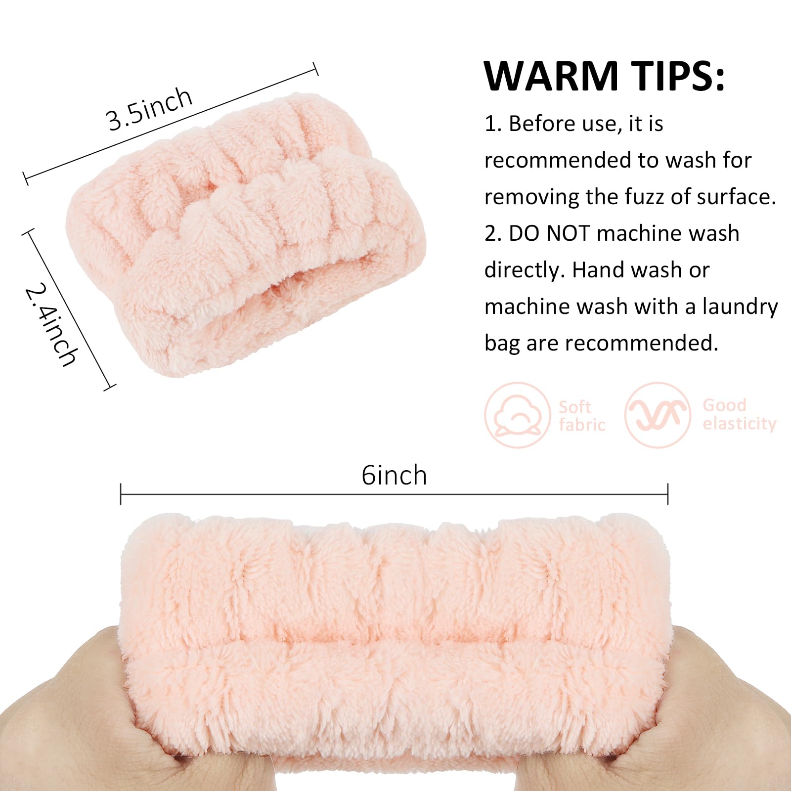 Whavel Spa Wristbands - 6 Pairs Absorbent Wrist Towels For Face Washing, Sweatbands To Prevent Liquid Spilling Down Arms