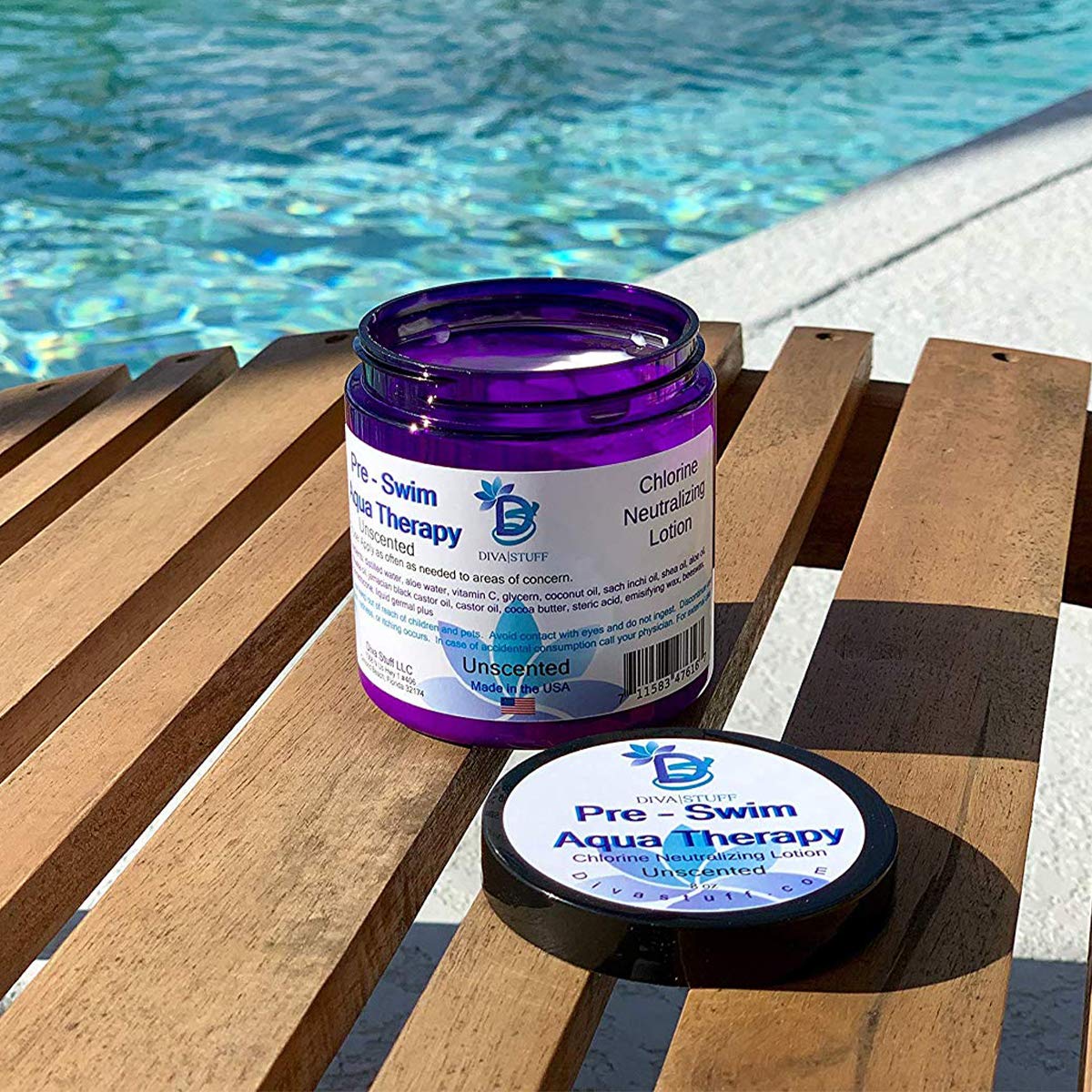 Diva Stuff Pre-Swim Aqua Therapy Chlorine Neutralizing Body Moisturizing Lotion For Swimmers, Protects Skin From Chlorine & Salt