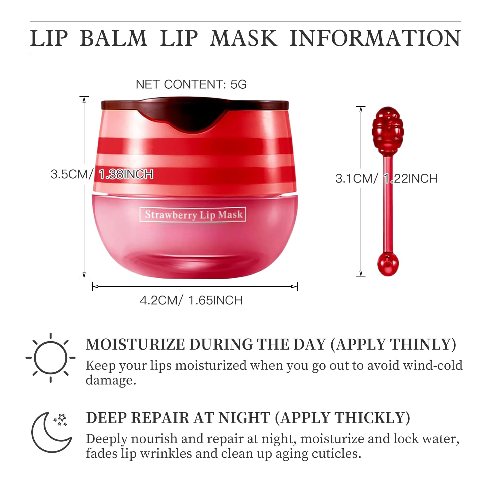 4 PCS Bee Honey Lip Balm Honey Pot, Strawberry & Bee Honey Lip Mask, Reduces Lip Lines, Hydrate & Moisturizing Lip Skin Care, Pr