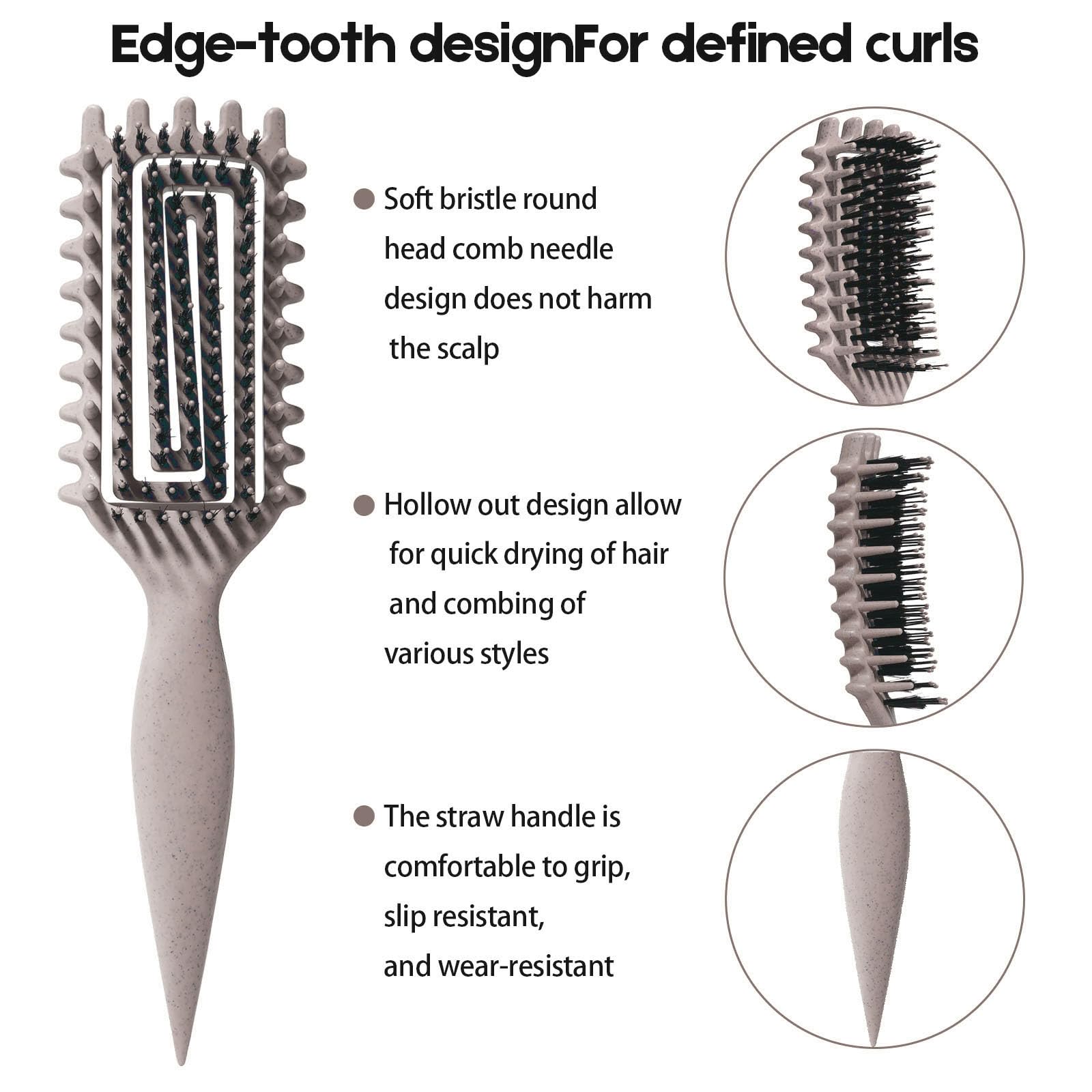 Curly Hair Brush Candybrush Curl Defining Brush for Detangling Shaping and Defining Curls for Women, Men, Wet & Dry Hair (Beige)