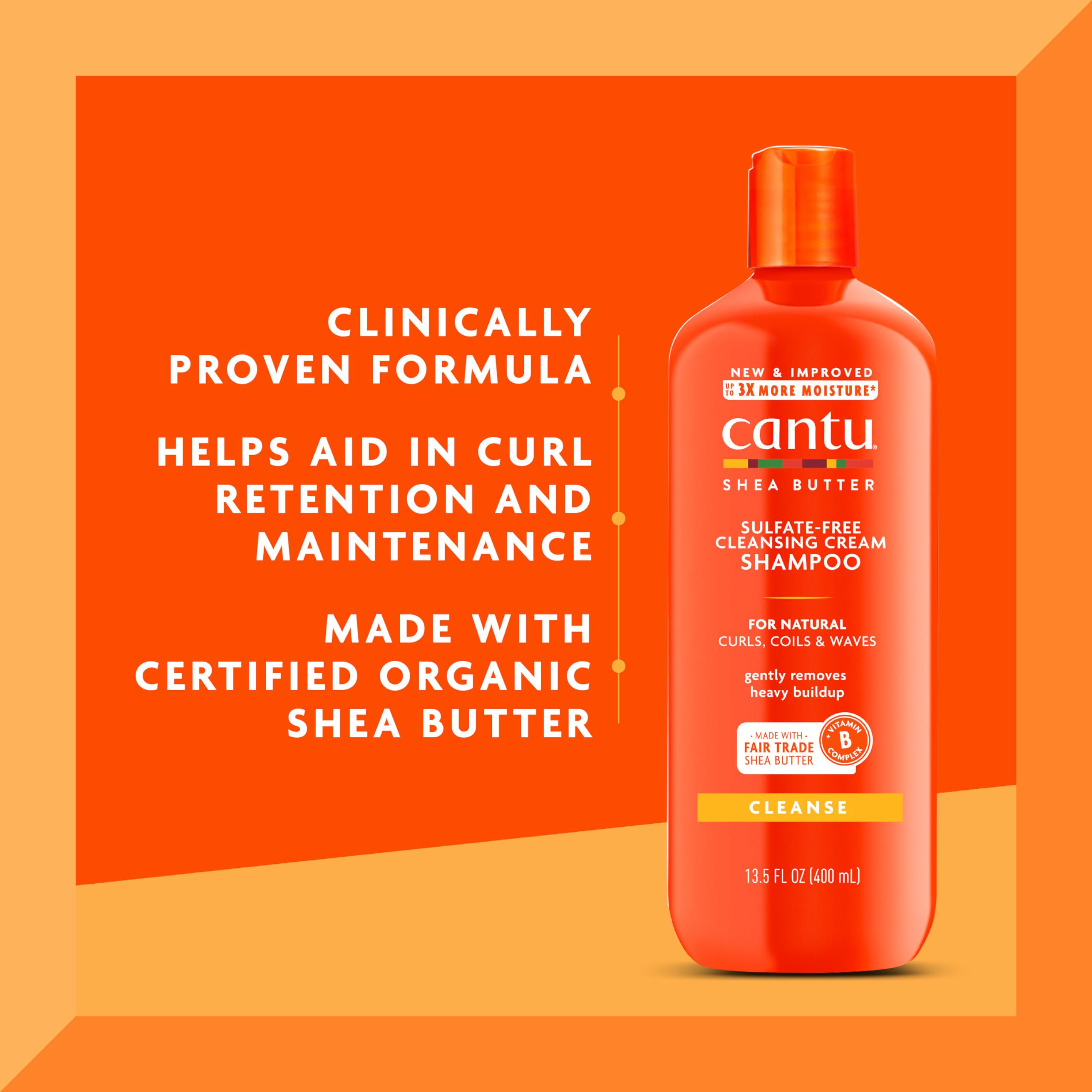 Cantu Shea Butter For Natural Hair Sulfate-Free Cleansing Cream Shampoo, 13.5 Ounce