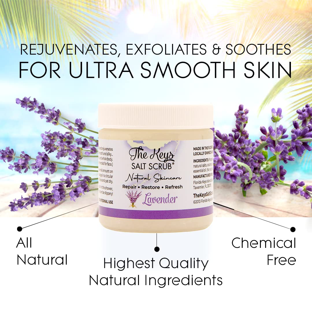 The Keys Florida Sea Salt Scrub - Exfoliating Body Scrub With Wooden Spoon - Foot Scrub - Hand Scrub - Made With Pure Florida Se