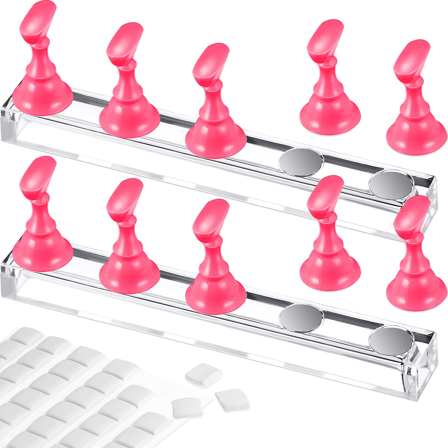 2 Set Acrylic Nail Art Practice Stands Magnetic Nail Tips Holders Training Fingernail Display Stands Diy Nail Crystal Holders An