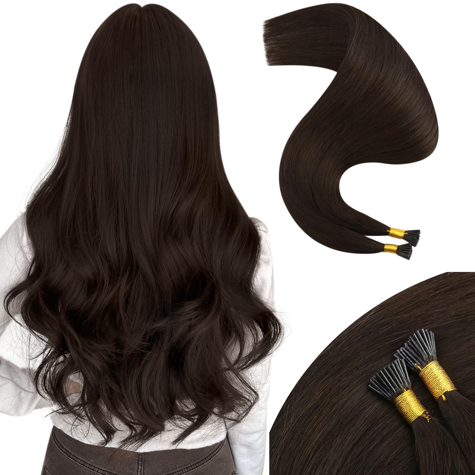 Moresoo I Tip Hair Extensions Human Hair 24 Inch Straight Itip Human Hair Extensions Darkest Brown Itip Hair Extensions Real Hum