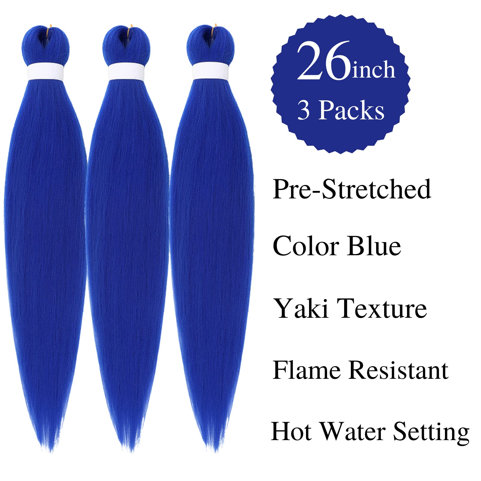 Gozill Blue Braiding Hair Pre Stretched Kanekalon Braiding Hair Prestretched Ez Braid Braiding Colored Hair Extensions