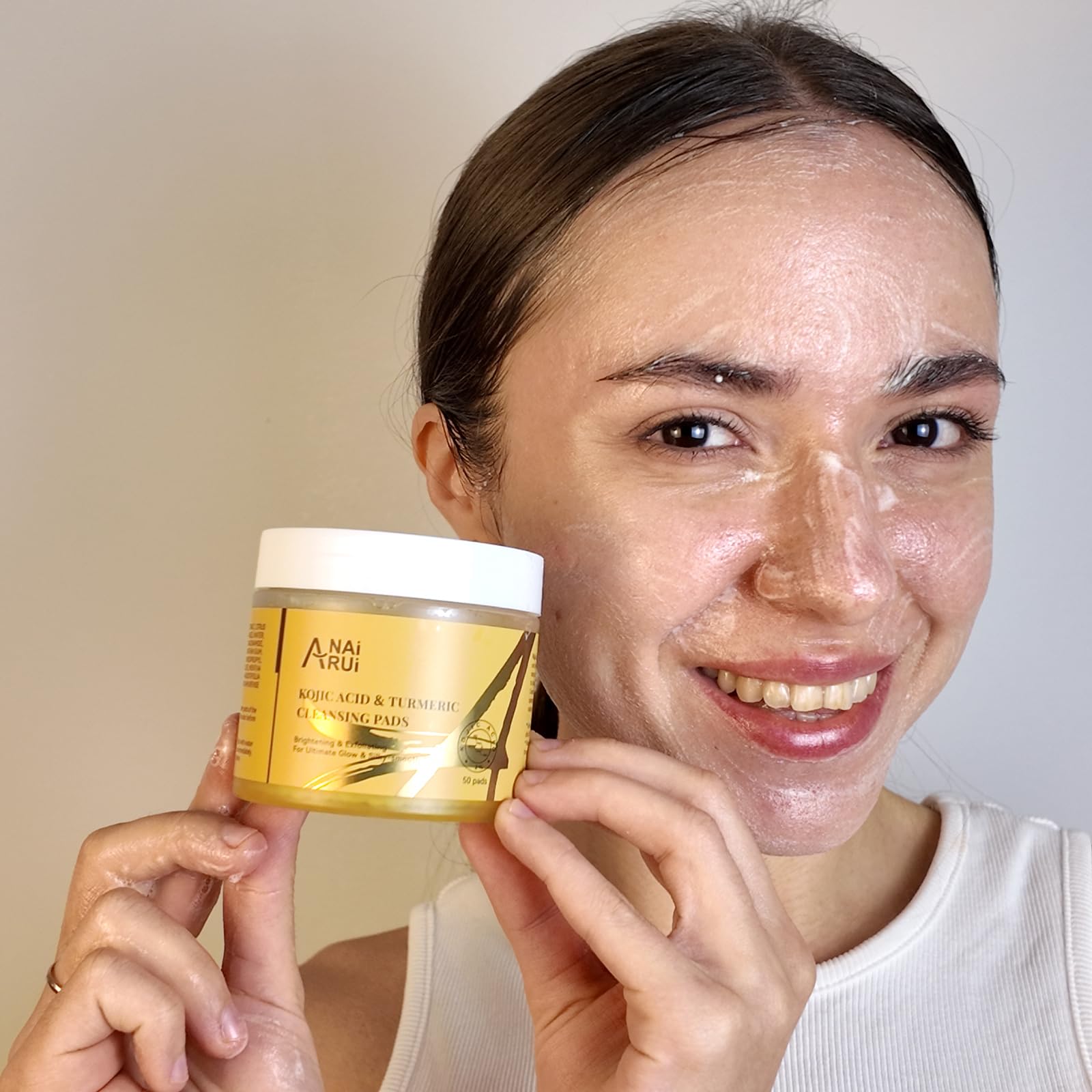 Anai Rui Turmeric Kojic Acid Cleansing Pads, Turmeric Face Scrub Pads, Exfoliating Cleansing Pads, Turmeric Cleansing Pads For F