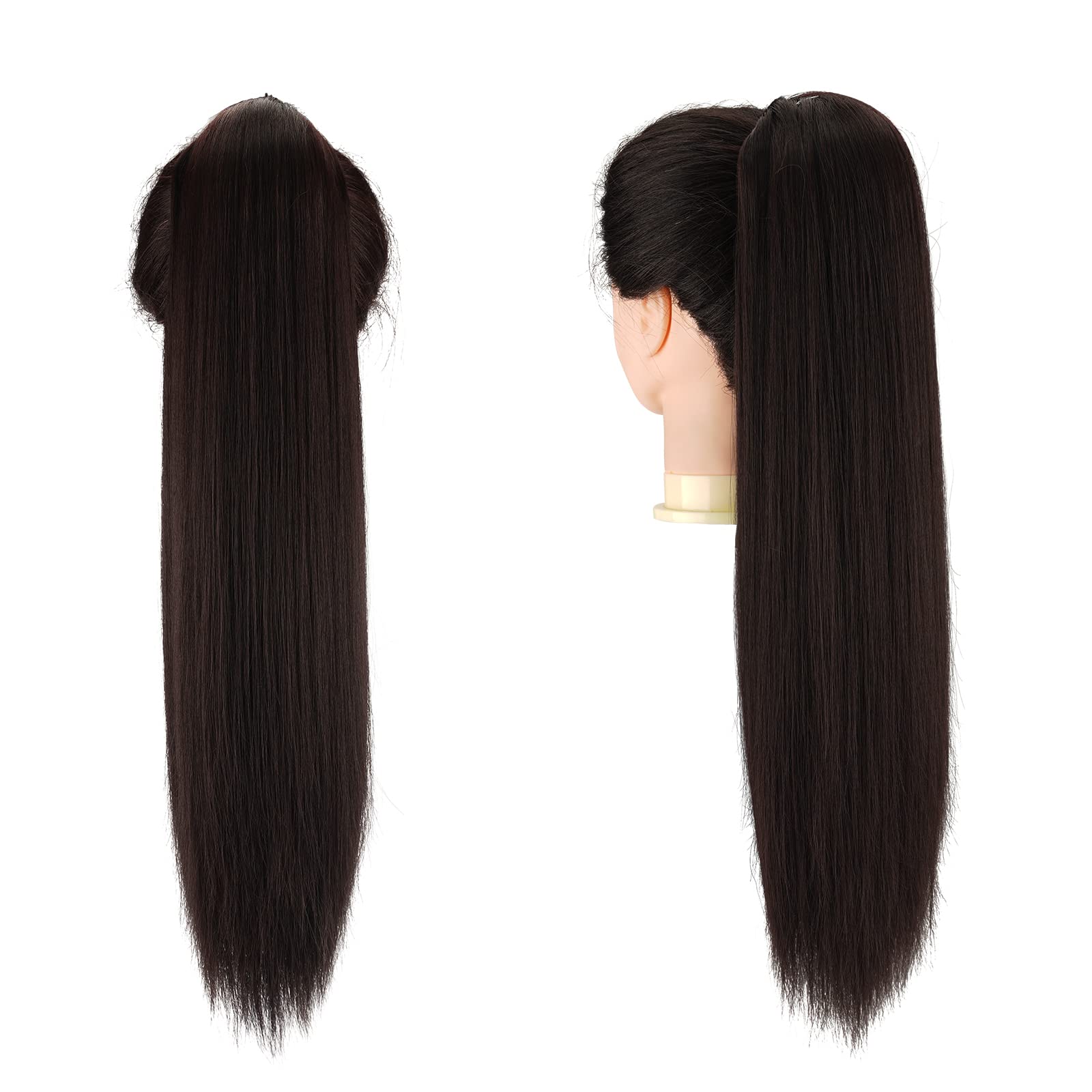 Feshfen Ponytail Extensions Long Straight Drawstring Ponytails Natural Synthetic Hairpiece Clip In Ponytails Hairpieces For Wome