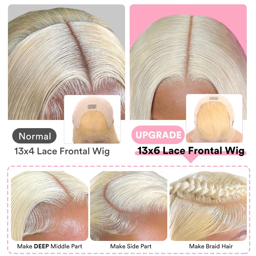 34 Inch 613 13X6 Lace Front Wig Human Hair 200 Density Blonde Wig Pre Plucked Bleached Knots With Baby Hair Straight 613 Lace Fr