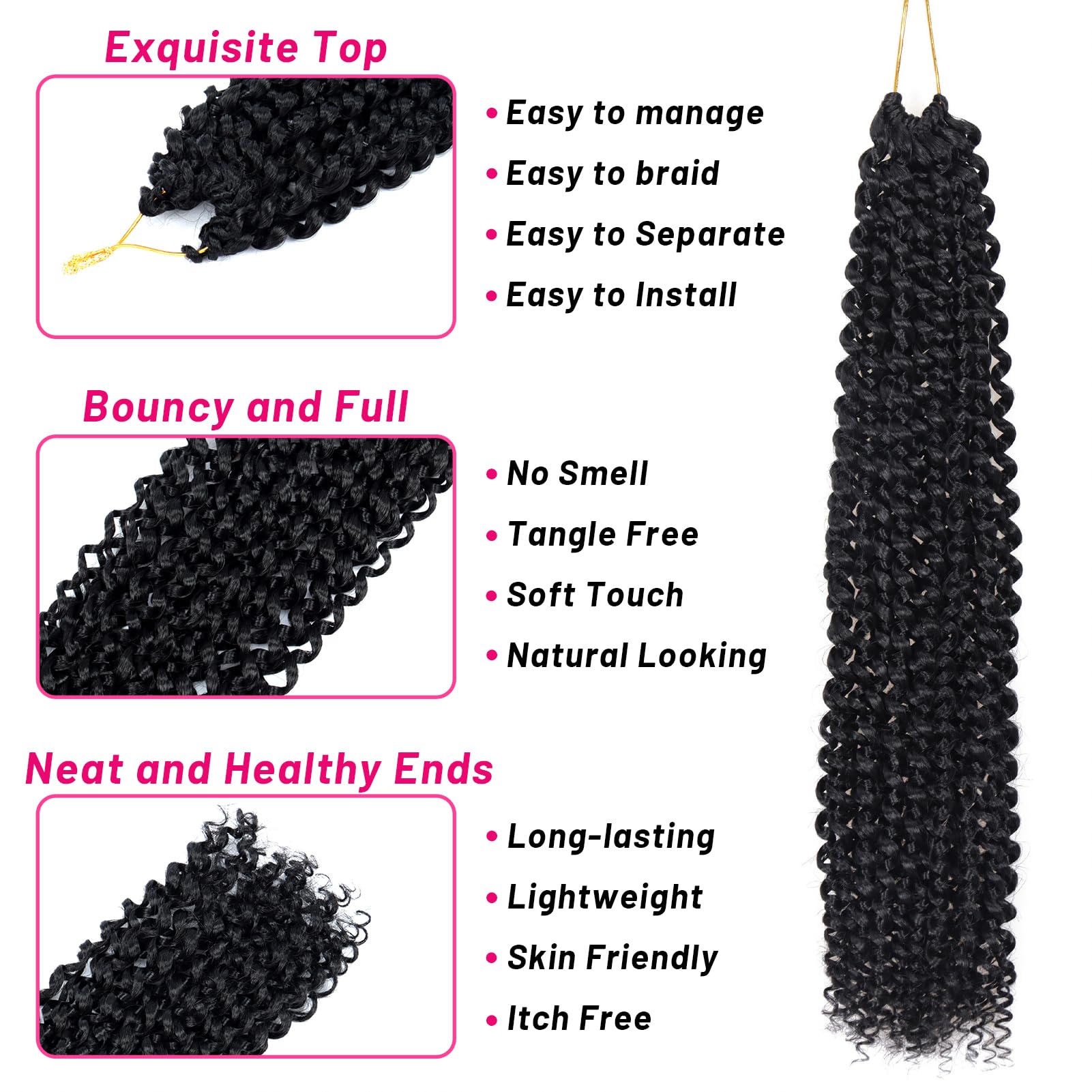 Dorsanee Passion Twist Hair 16 Inch 7 Packs Water Wave Crochet Hair Long Bohemian Curly Braiding Hair For Butterfly Locs, Faux L