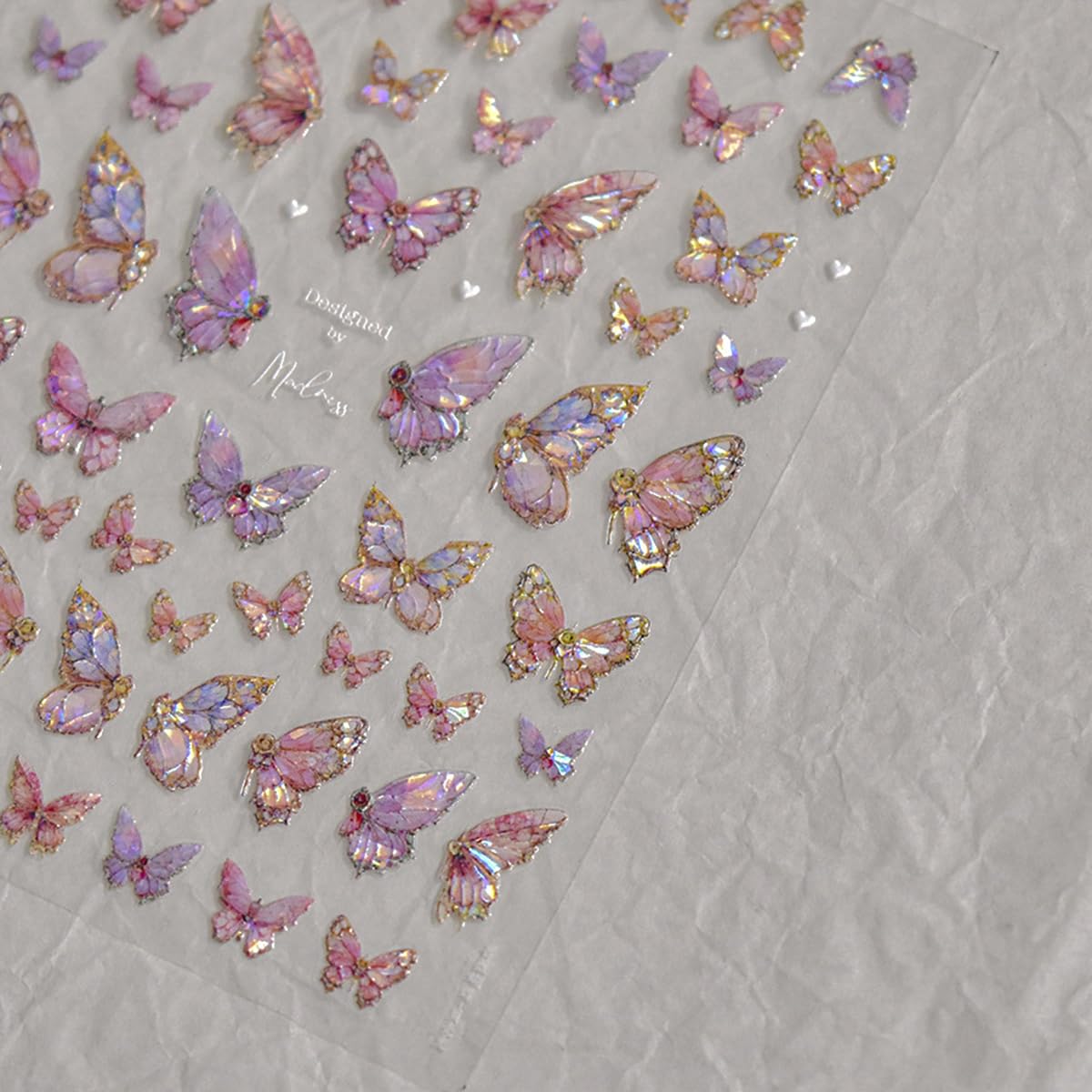 Butterfly Nail Art Stickers Decals Pink Butterfly 5D Embossed Nail Decals Shell Light Butterfly Nail Designs Adhesive Sticker Ma