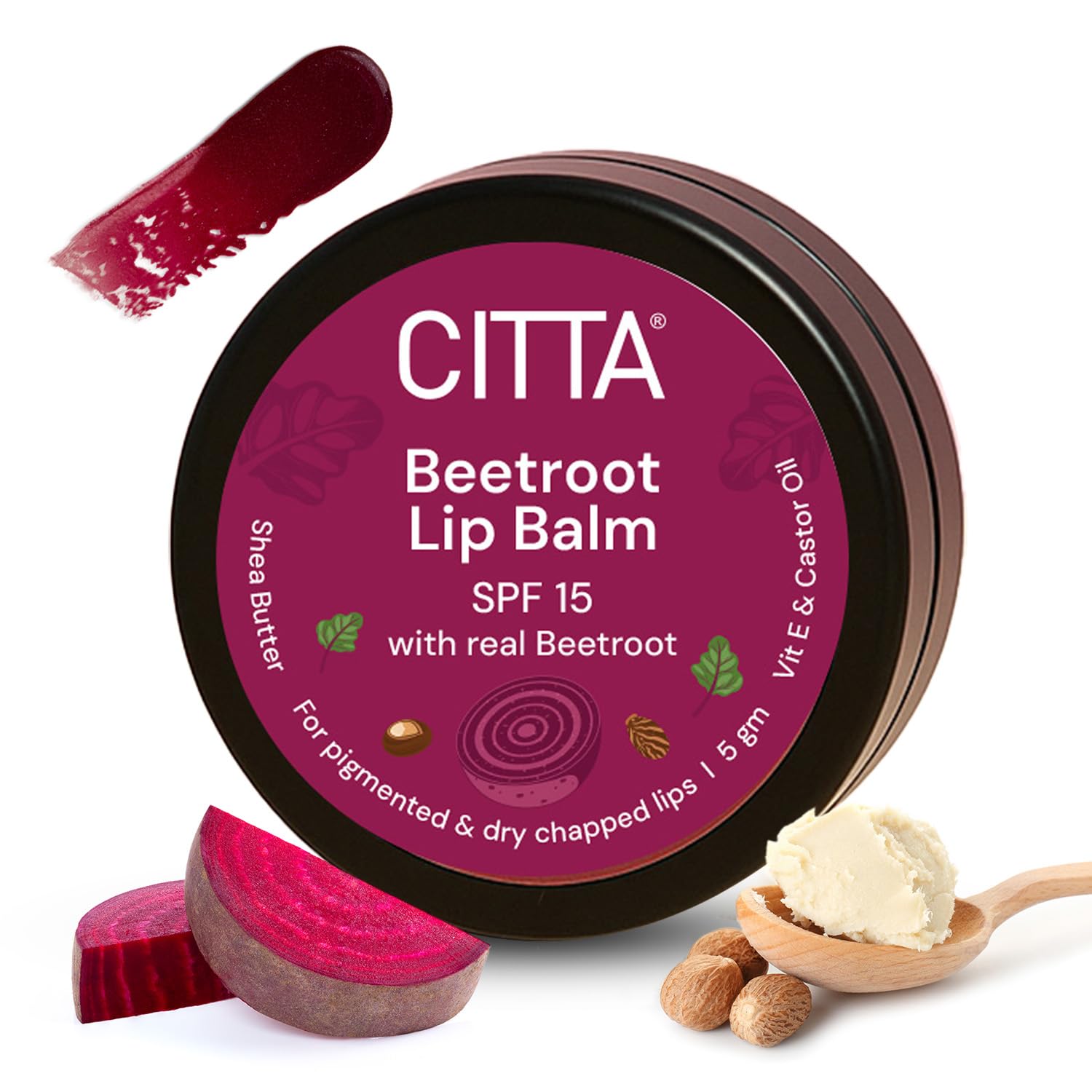 Citta Tinted Lip Balm With Spf 15  5G | Brightening Balm For Dark Lips With Beetroot, Shea Butter & Vitamin E | Natural Pink Ti
