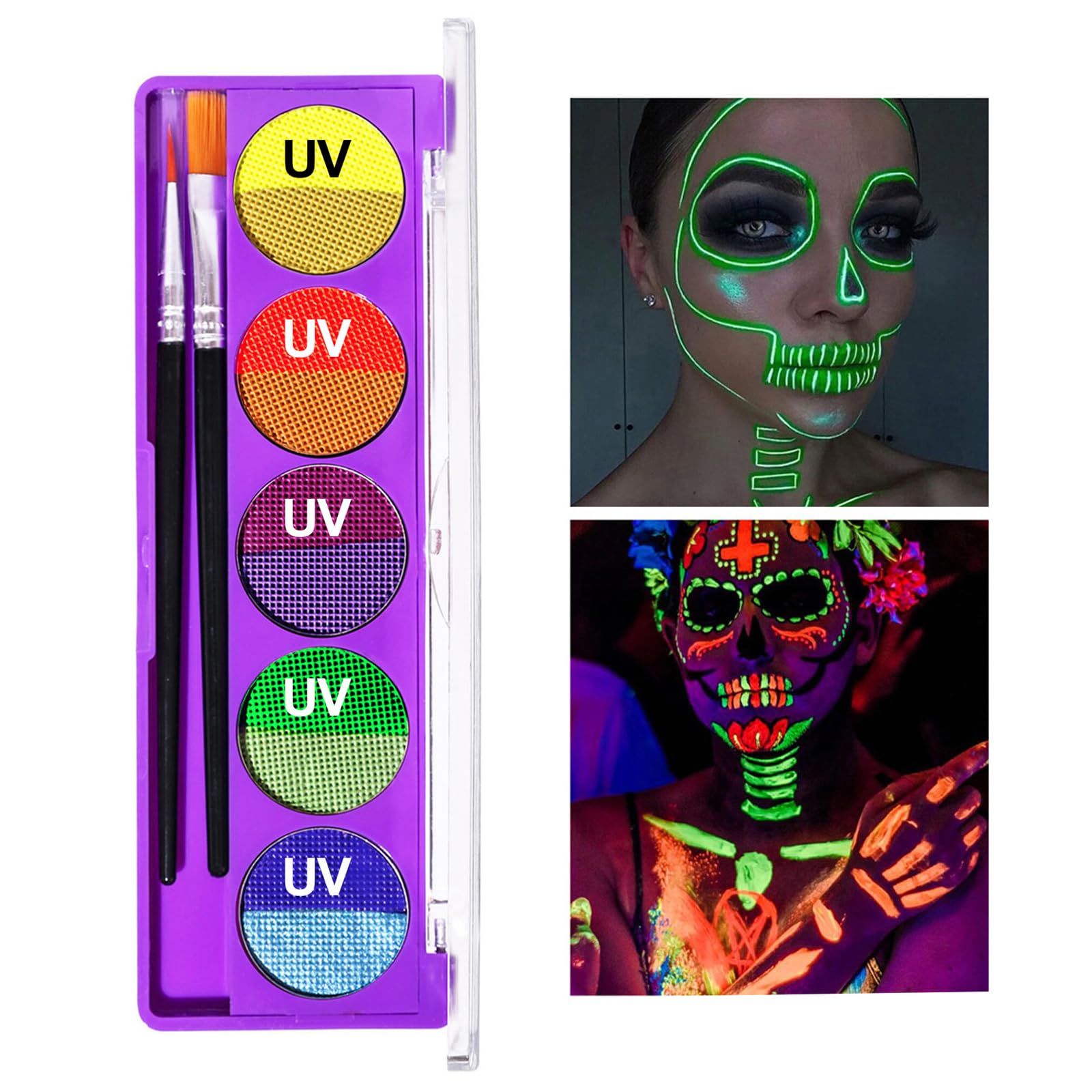 Meicoly 10 Colors Water Activated Eyeliner Palette, Neon Face Paint Colored Retro Halloween Hydra Liner,Matte Graphic Eyeliner,