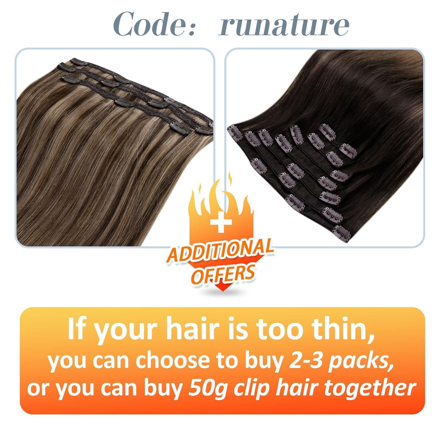 Runature Balayage Clip In Hair Extensions Dark Brown To Blonde 22 Inch Long Hair Extensions Clip Ins Balayage Hair Clip In Exten