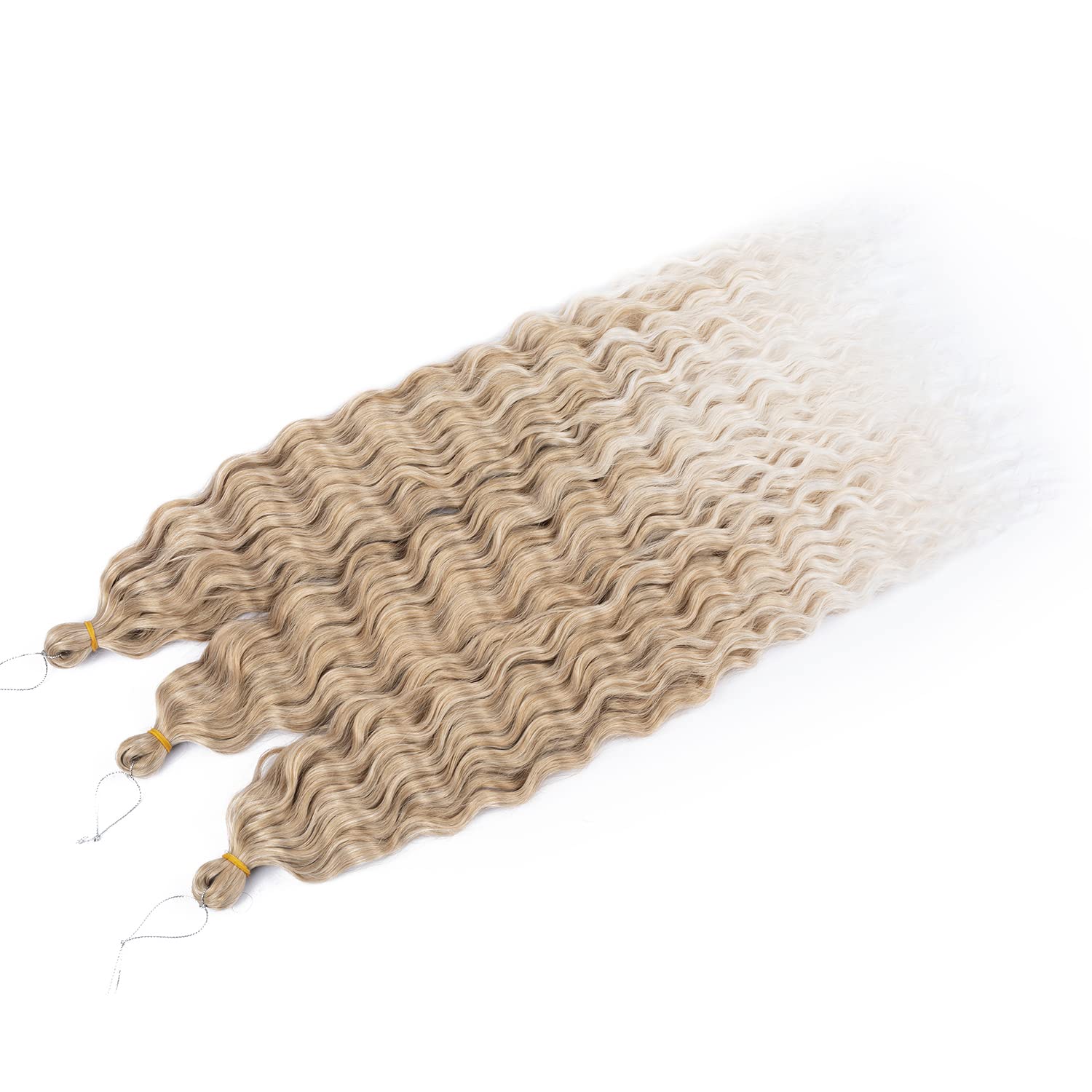 Maysa Blonde Curly Braiding Crochet Hair 30inch 6Packs Deep Wave Crochet Hair Wavy Synthetic Crochet Hair for Women #18/56c Blon