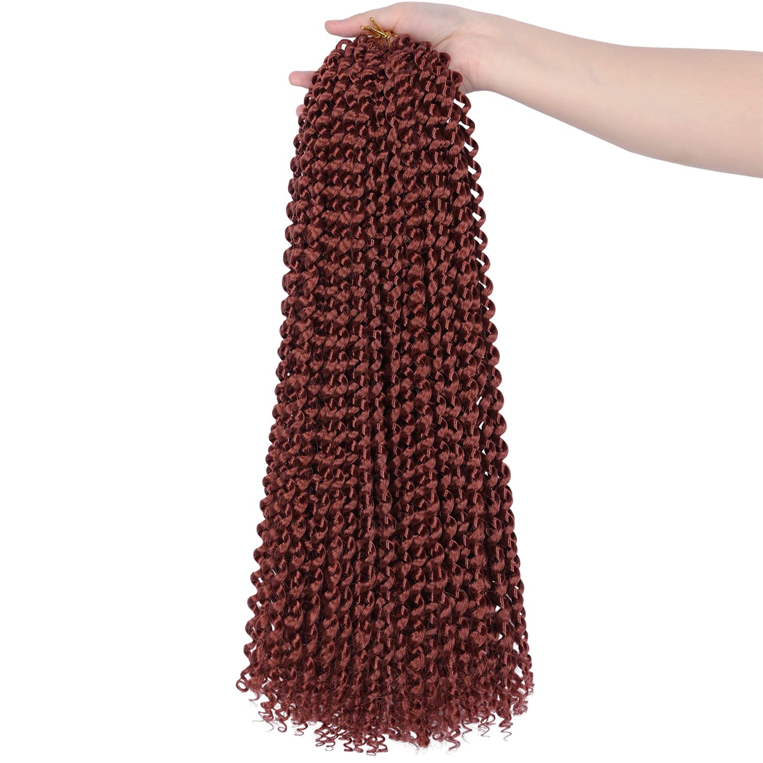 Ubeleco Copper Red Passion Twist Hair, 350# Water Wave Crochet Hair 24 Inch Passion Twist Crochet Hair 22 Strands/Pack Bohemian