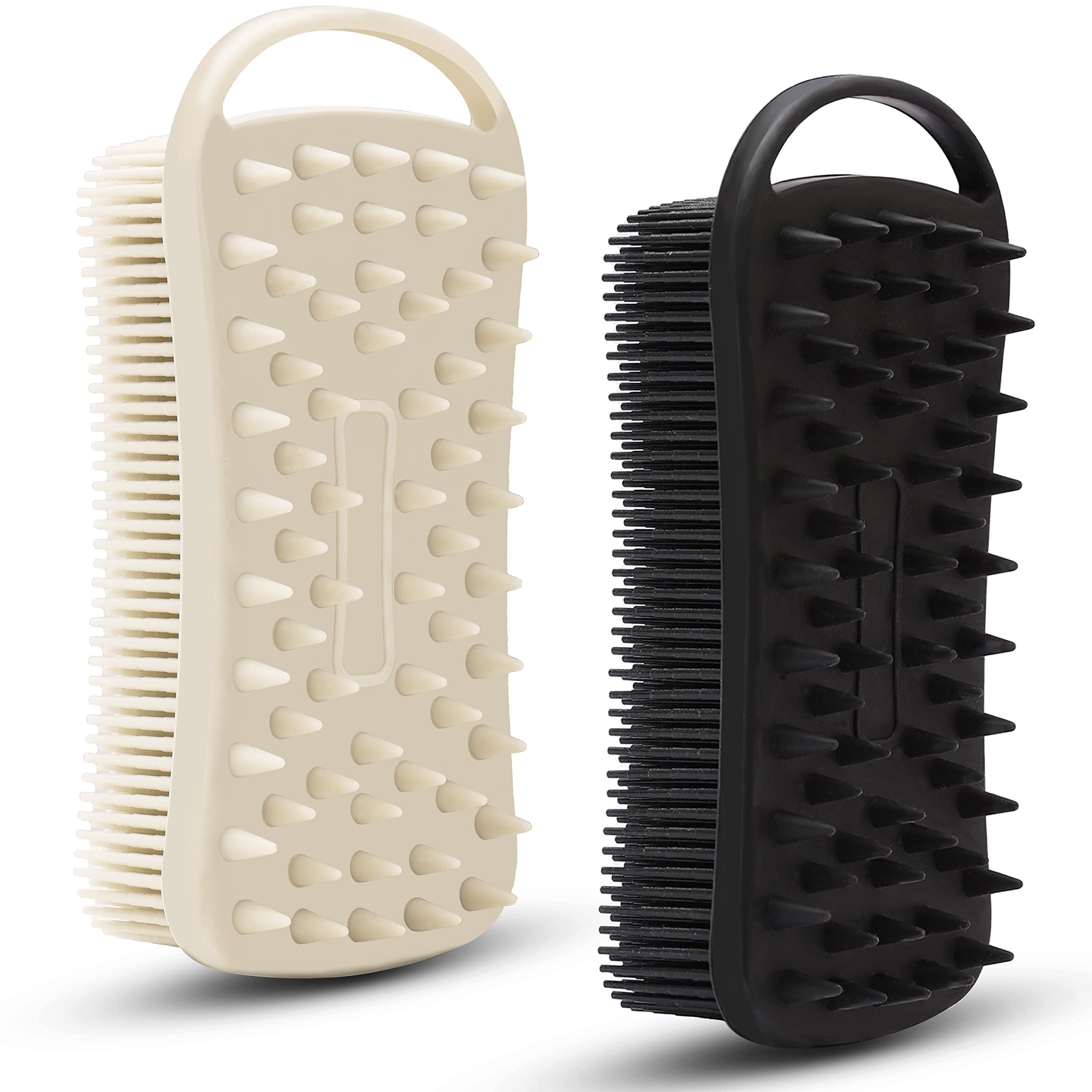 2 Pc Silicone Exfoliating Body Scrubber, 2 In 1 Silicone Body Shampoo Brush, Soft Silicone Loofah For Sensitive Skin, Shower Sil