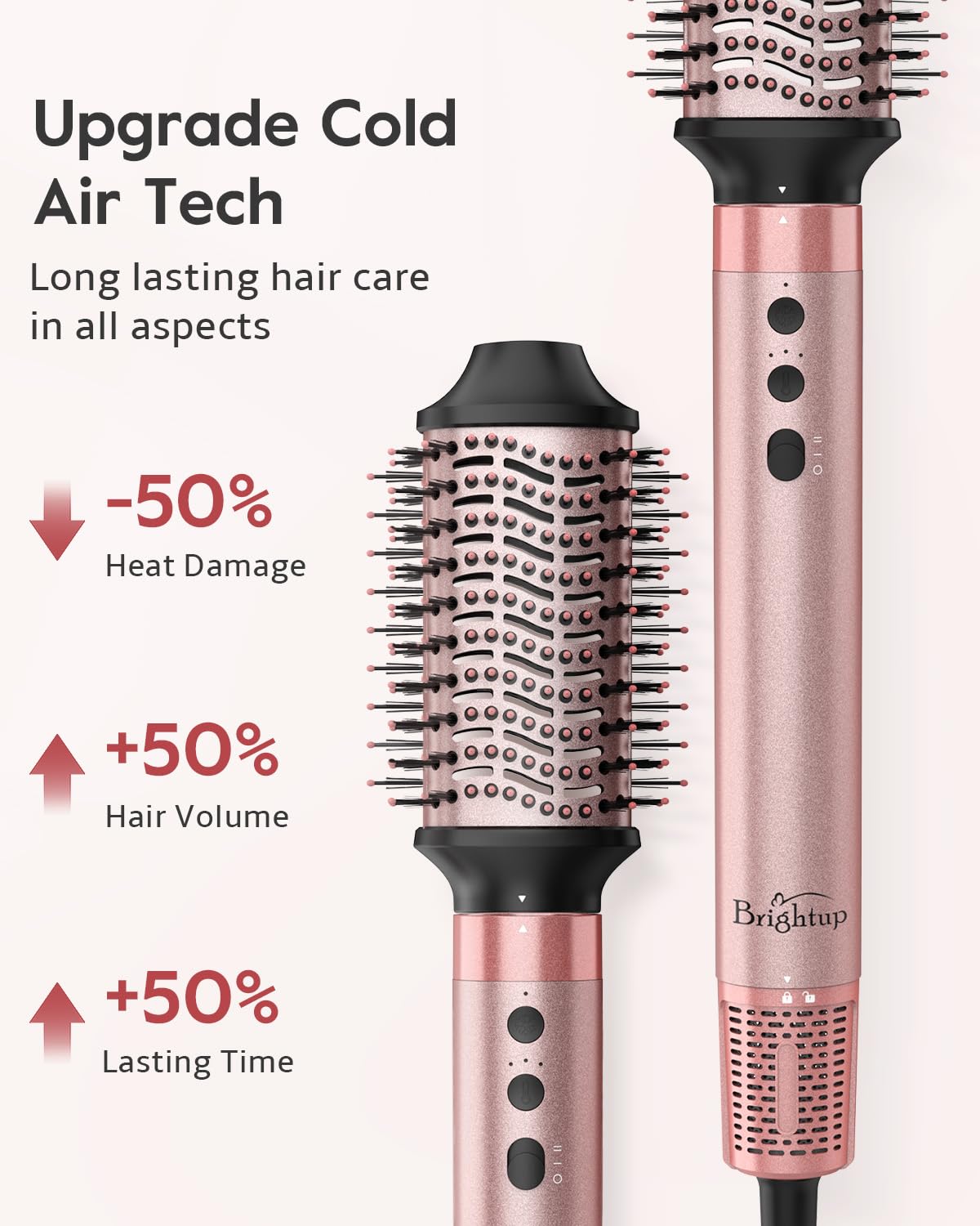 Brightup Upgraded Professional Hot Air Styler - 1400W High-Speed Blow Dryer Brush with 120,000 RPM, No Heat Damage, Fast Drying