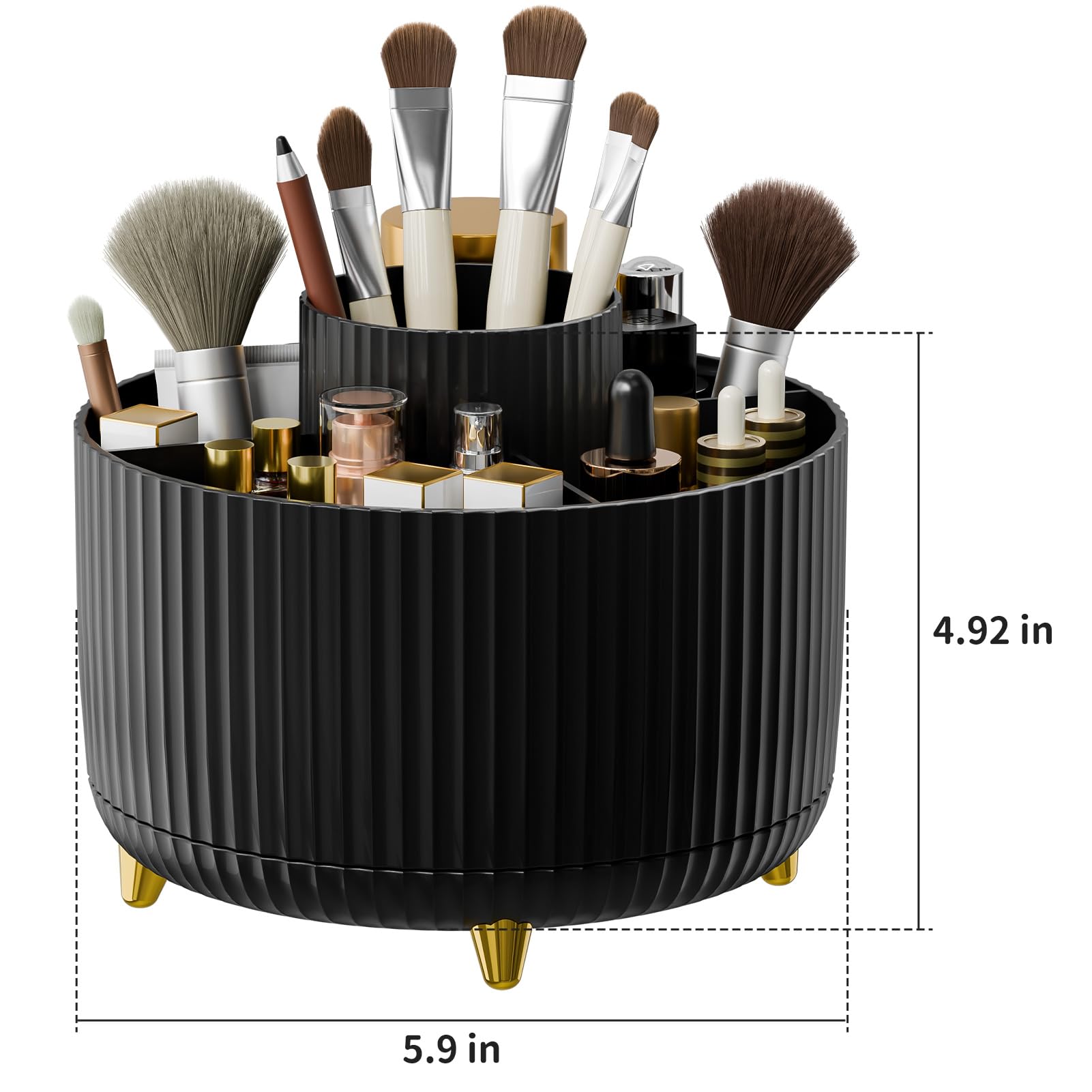 360 Rotate Makeup Brush Holder Organizer, Makeup Organizers Countertop, Makeup Organization And Skincare Storage With Gift Box P
