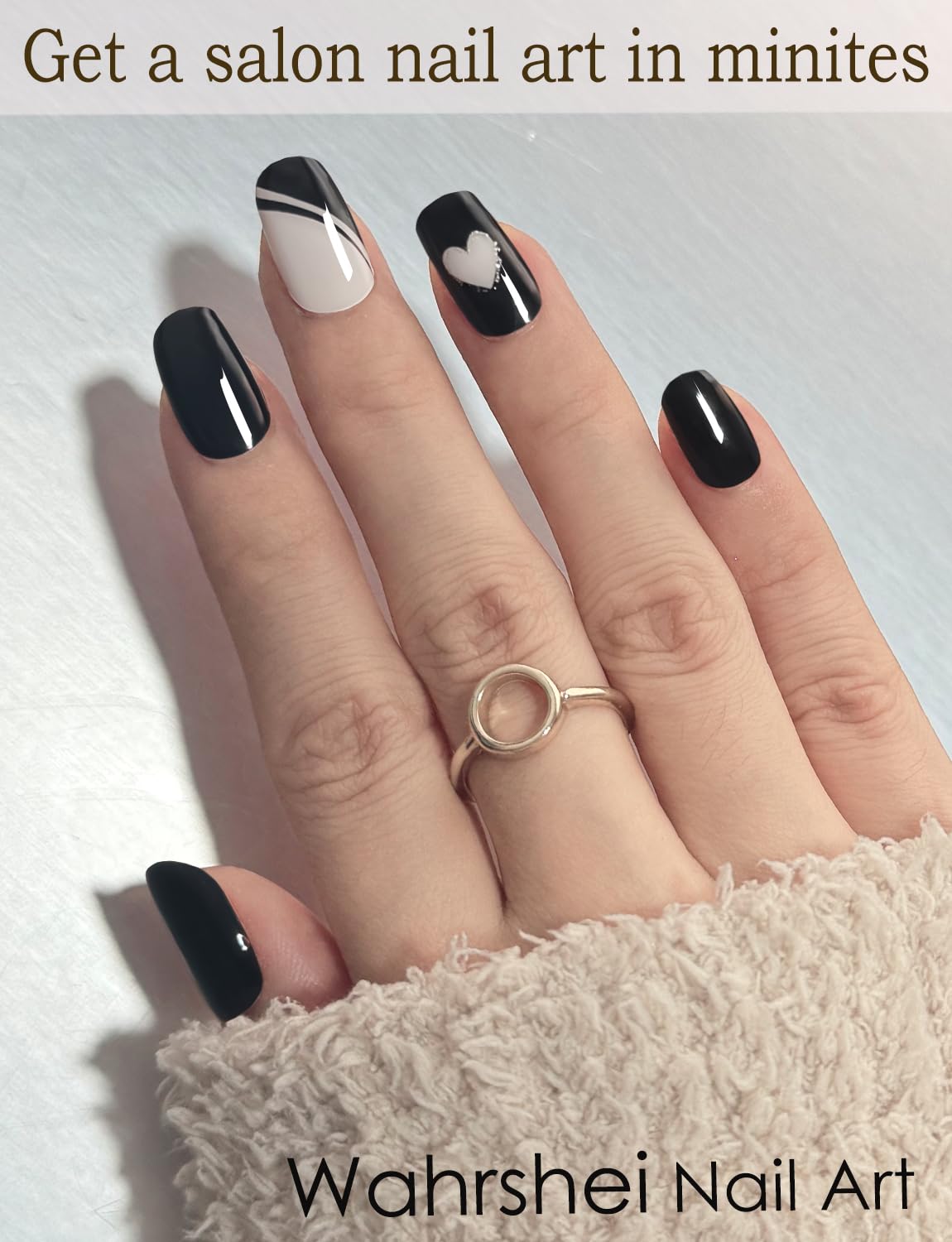 Wahrshei Semi Cured Gel Nail Strips |Gel Polish Nail Wraps | Gel Nail Stickers, Uv Light Required-Valentine Style B