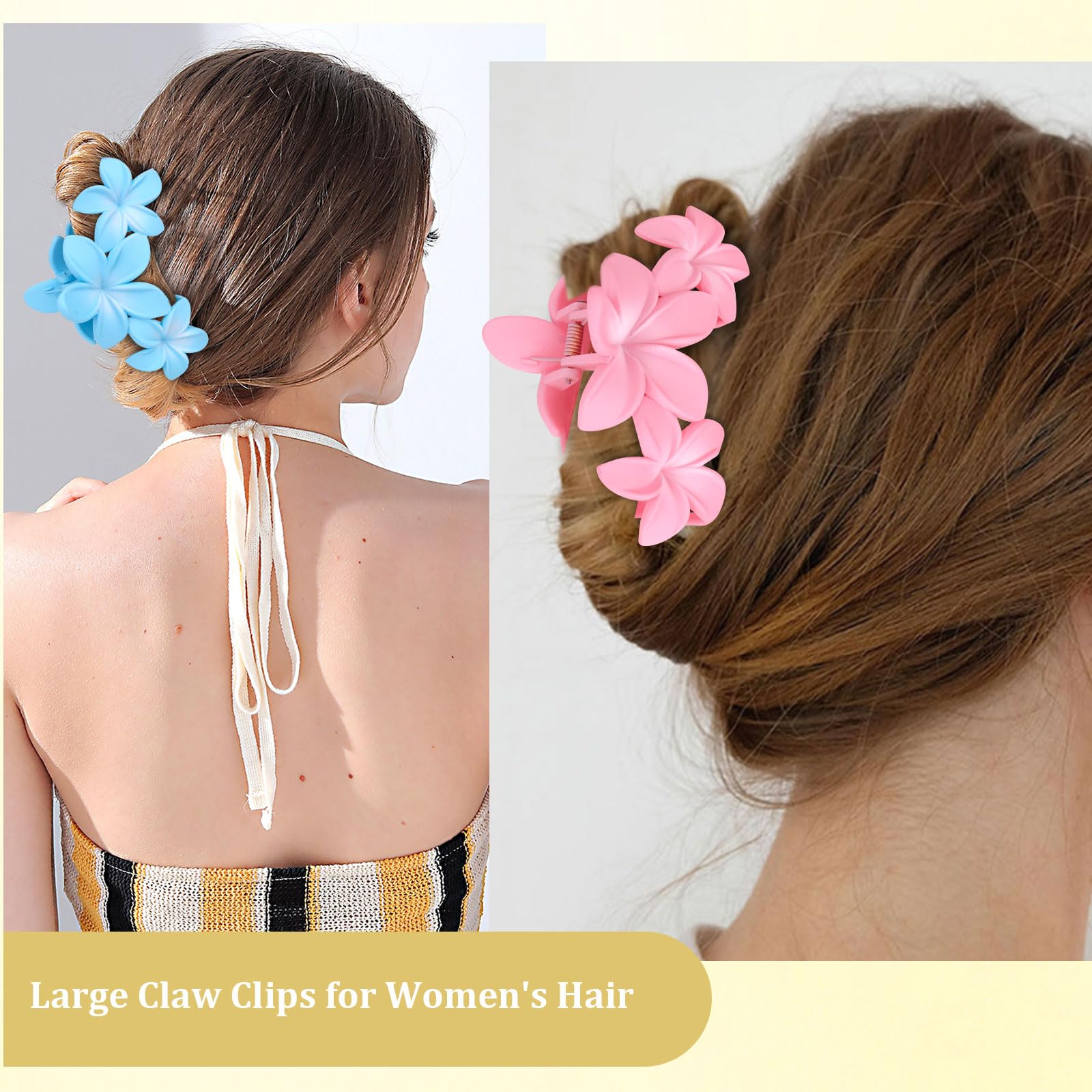 Ondder 4 Pcs Matte Large Claw Clips For Women & Girls - Non-Slip Strong Hold For Thick Hair, 4.5 Inch Big Jaw Clips