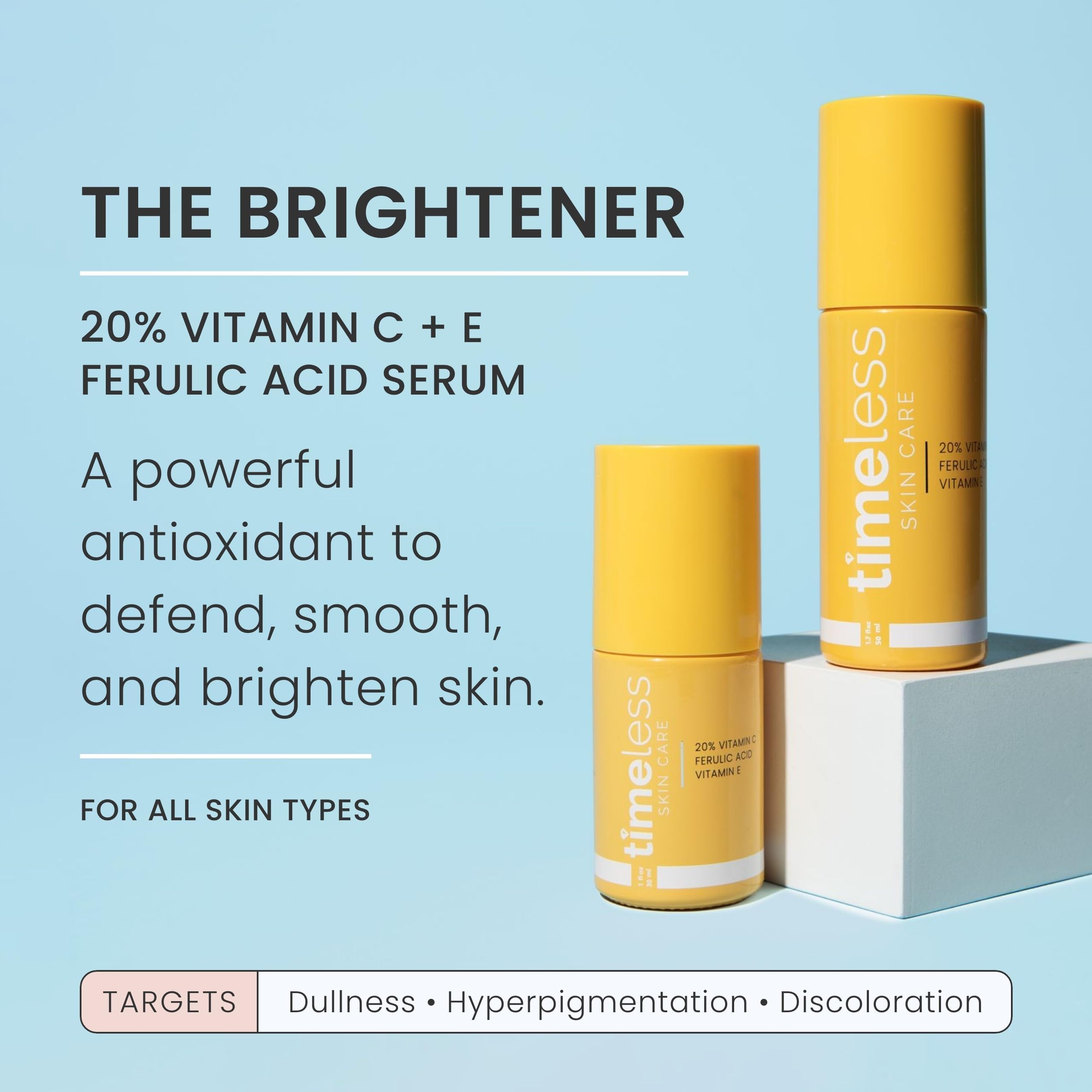 Timeless Skin Care Vitamin C Serum - Brightening, Fragrance-Free, 1 oz for Oily & Dry Skin - TSC 20% Vitamin C+E Ferulic Acid