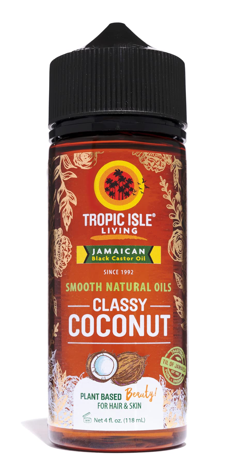 Tropic Isle Living Smooth Natural Coconut Oils for Hair Growth & Skin Care | Refreshing Fragrance | Hydrating Massage Oil | 4oz